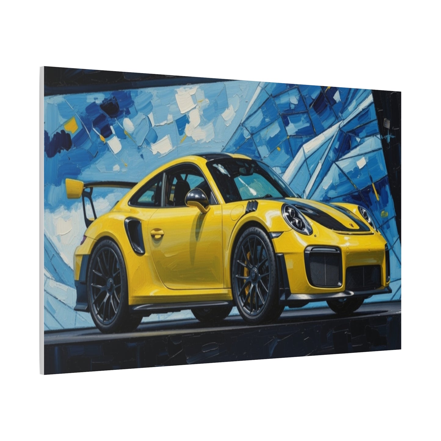 Yellow Porsche Sports Car Canvas Print — Modern Automotive Wall Art