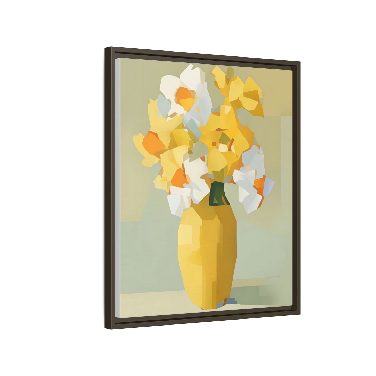 Framed Floral Canvas Print — Yellow Vase Bouquet Wall Art