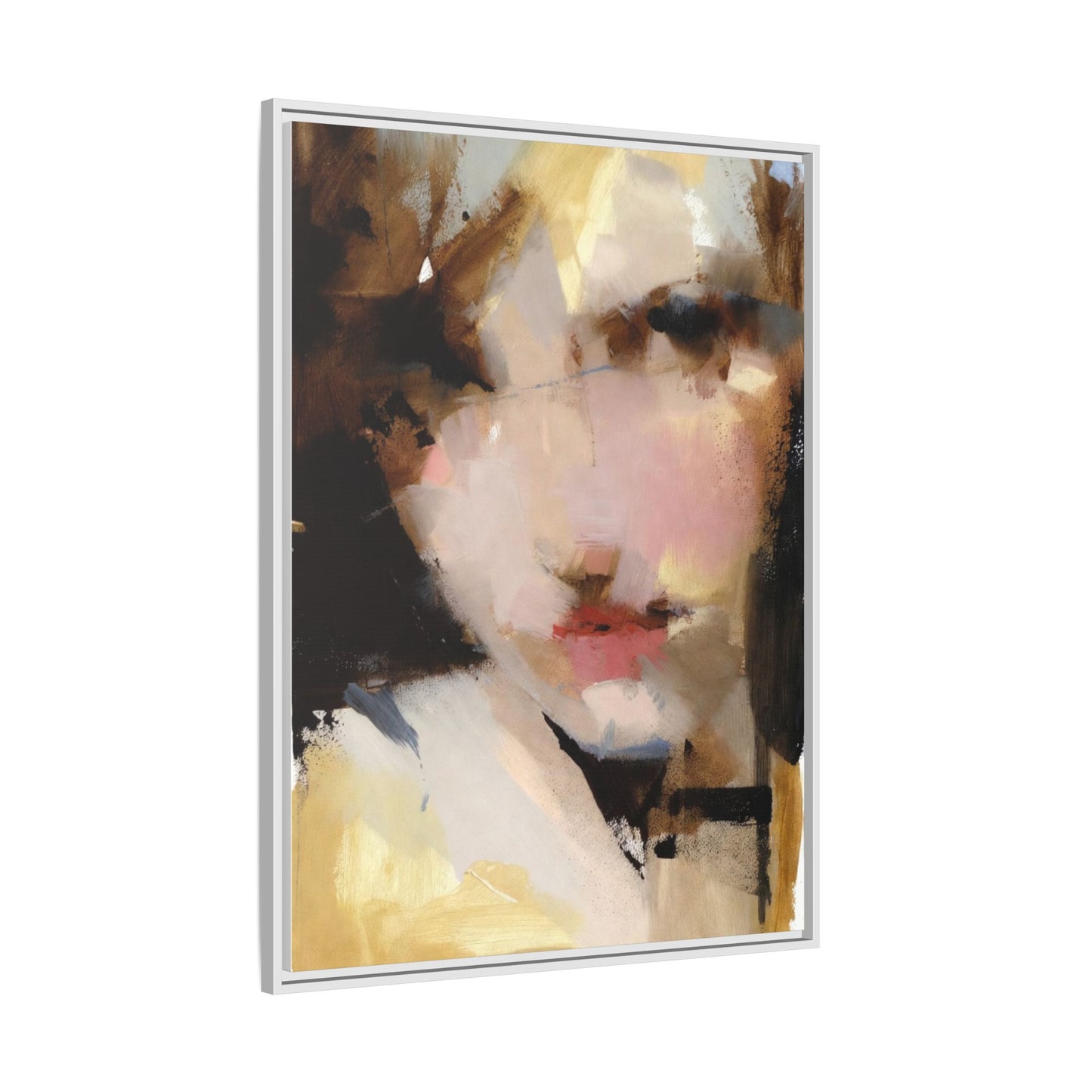 Abstract Portrait Matte Canvas Framed Print — Modern Feminine Wall Art