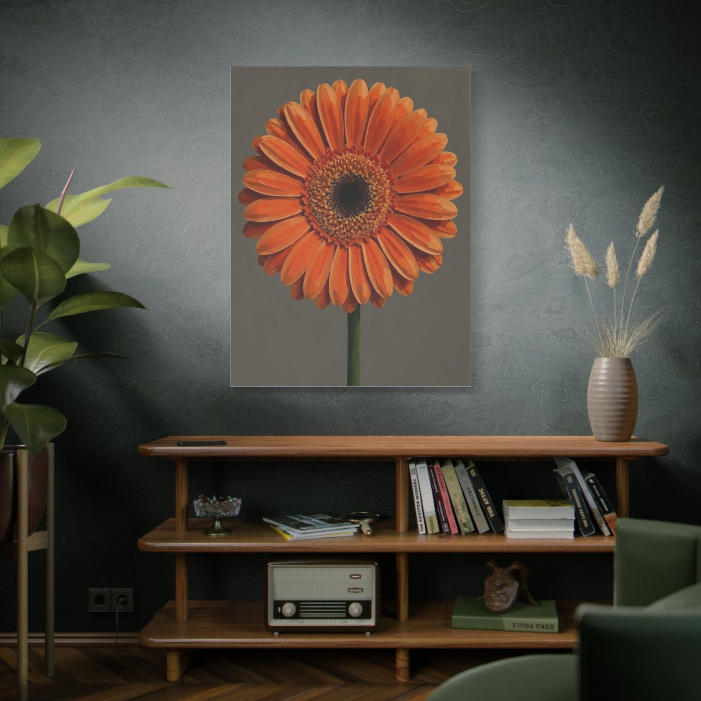Orange Gerbera Flower Matte Canvas Print — Stretched Wall Art
