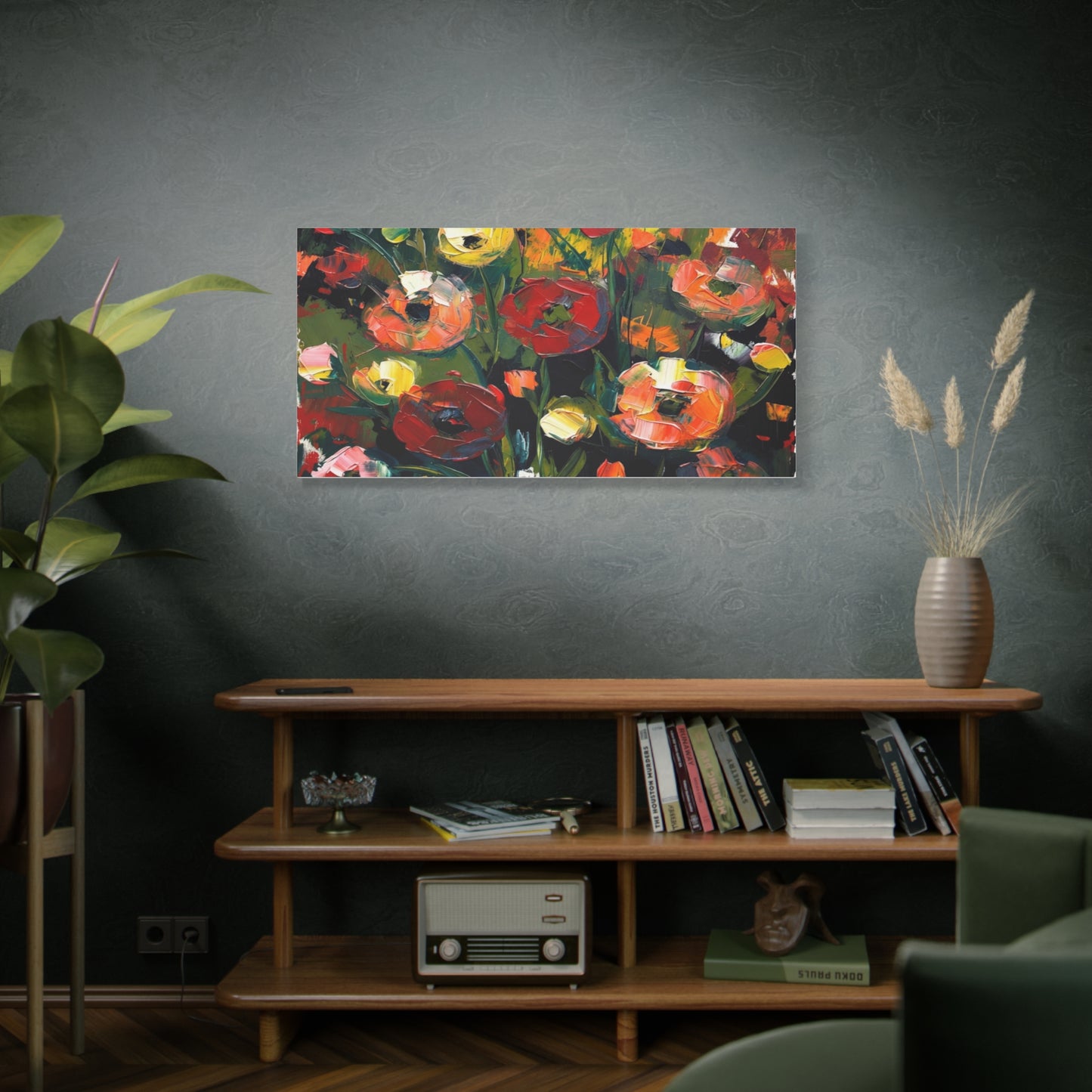 Bold Floral Abstract Canvas Print — Colorful Poppy Wall Art, Matte Stretched 1.25"
