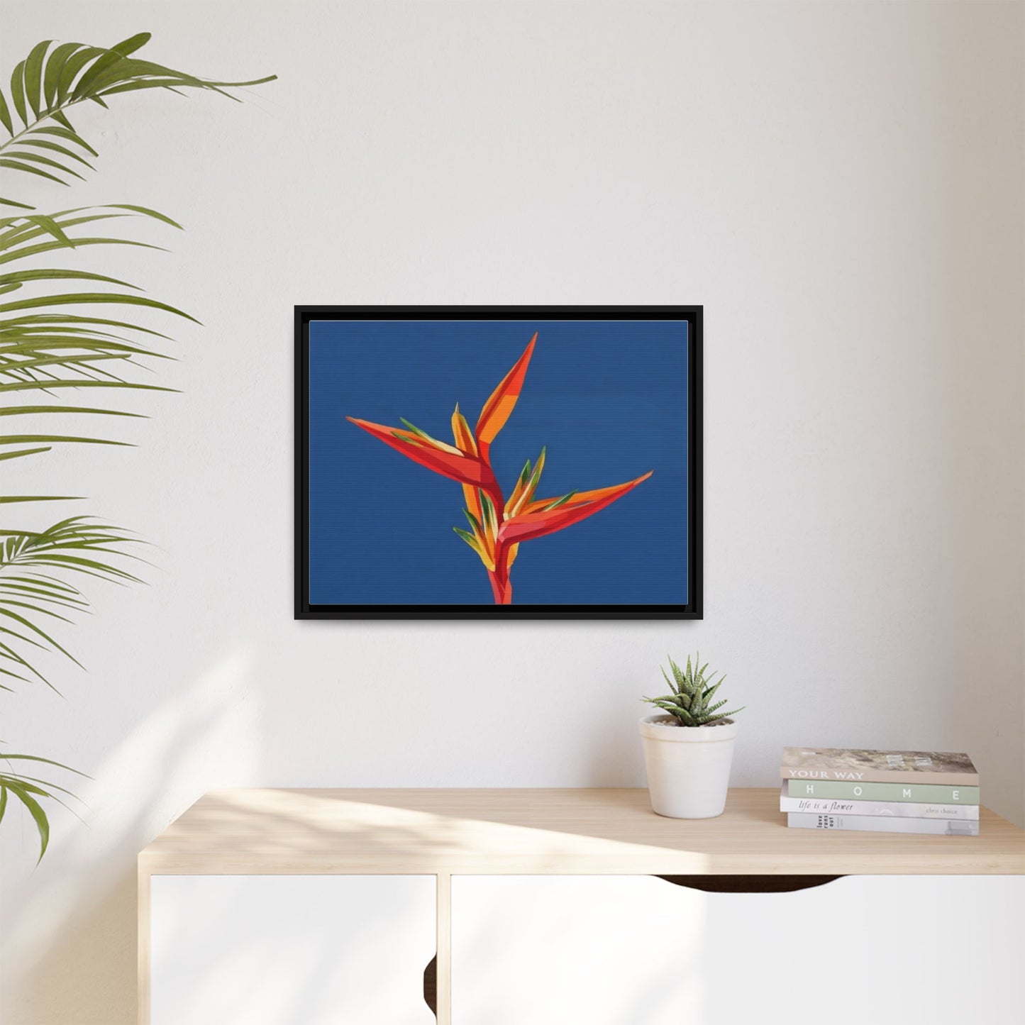Framed Matte Canvas – Tropical Bird of Paradise Floral Wall Art