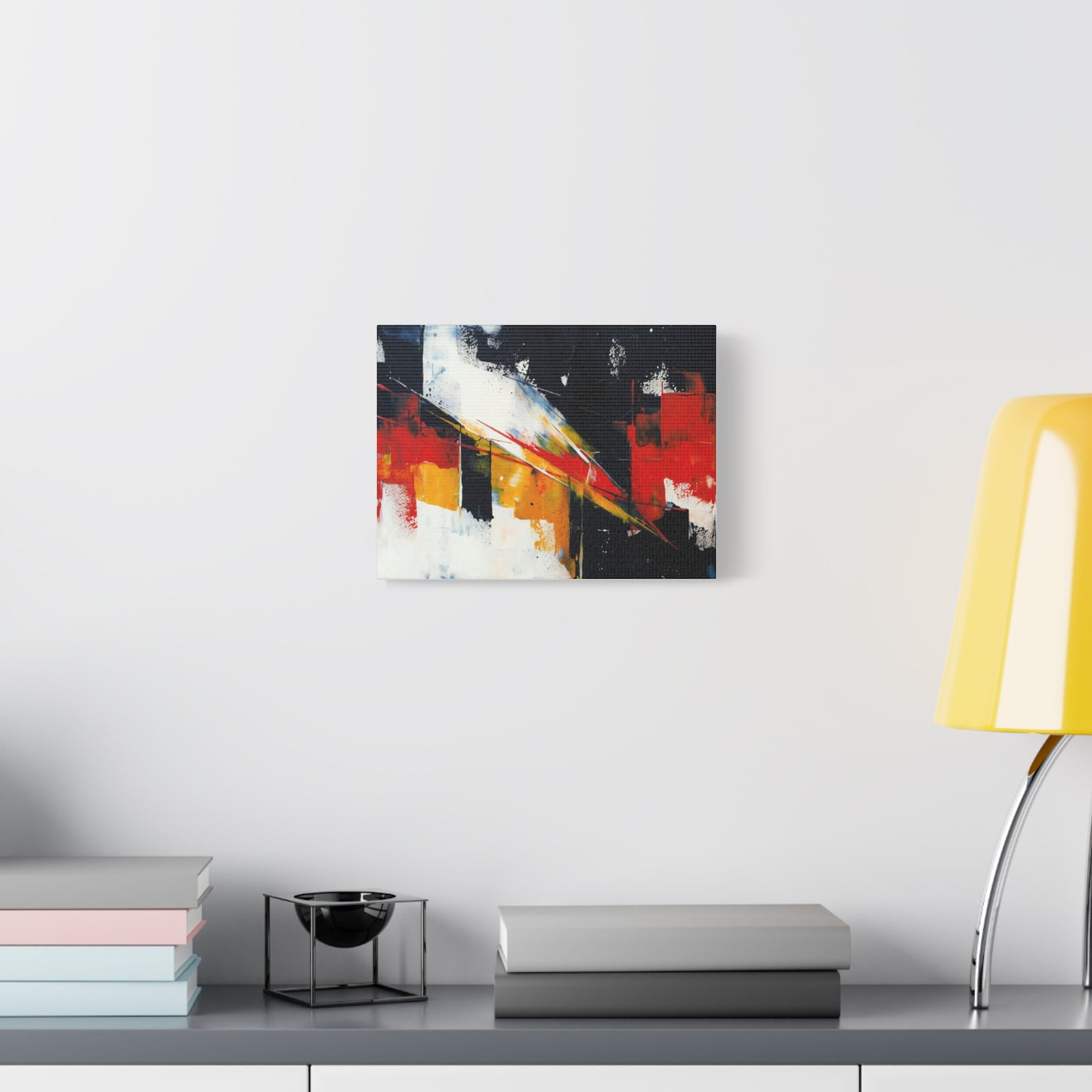 Abstract Geometric Canvas Art — Bold Red & Black Modern Wall Painting