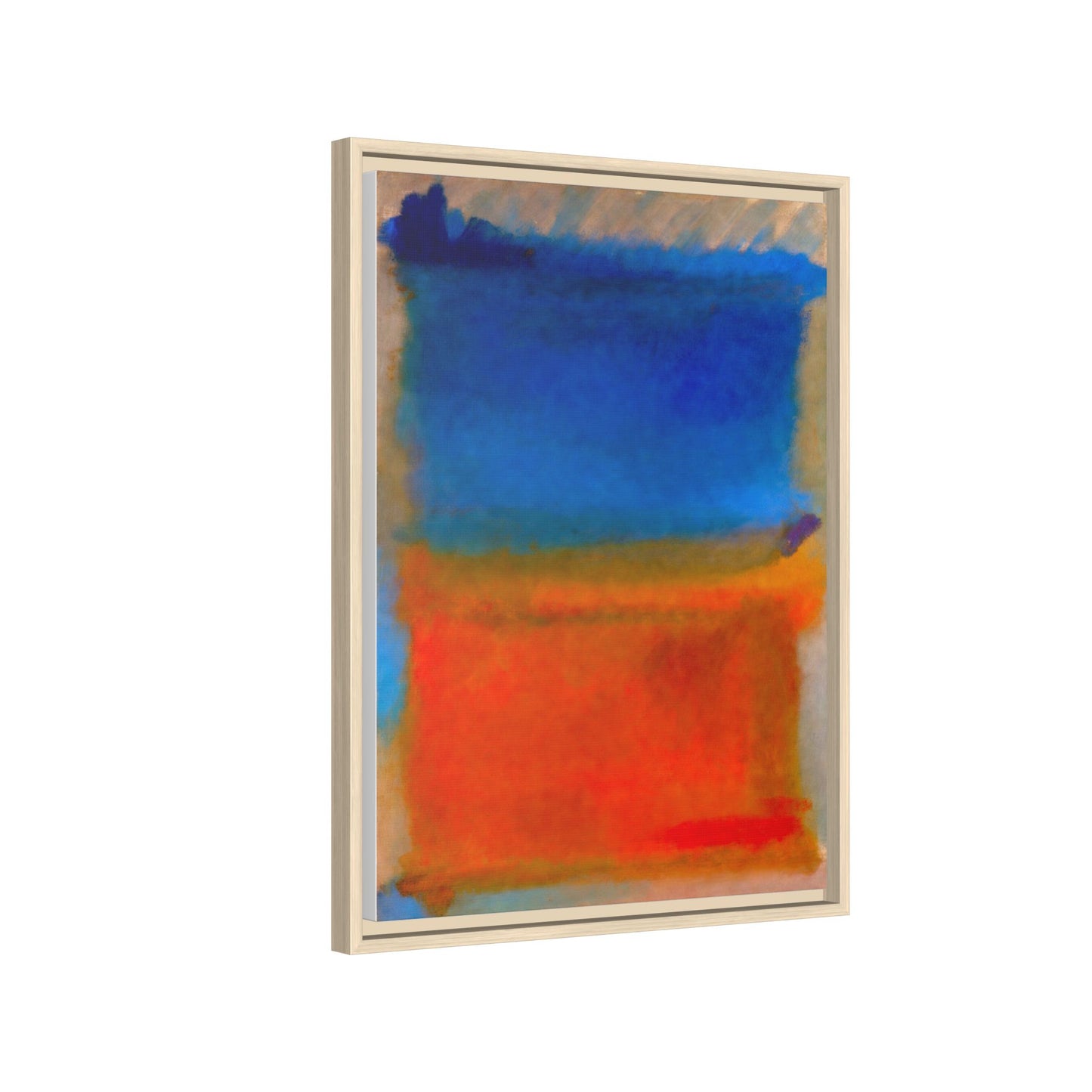Abstract Color Block Matte Canvas Framed Wall Art — Blue & Orange Modern Painting