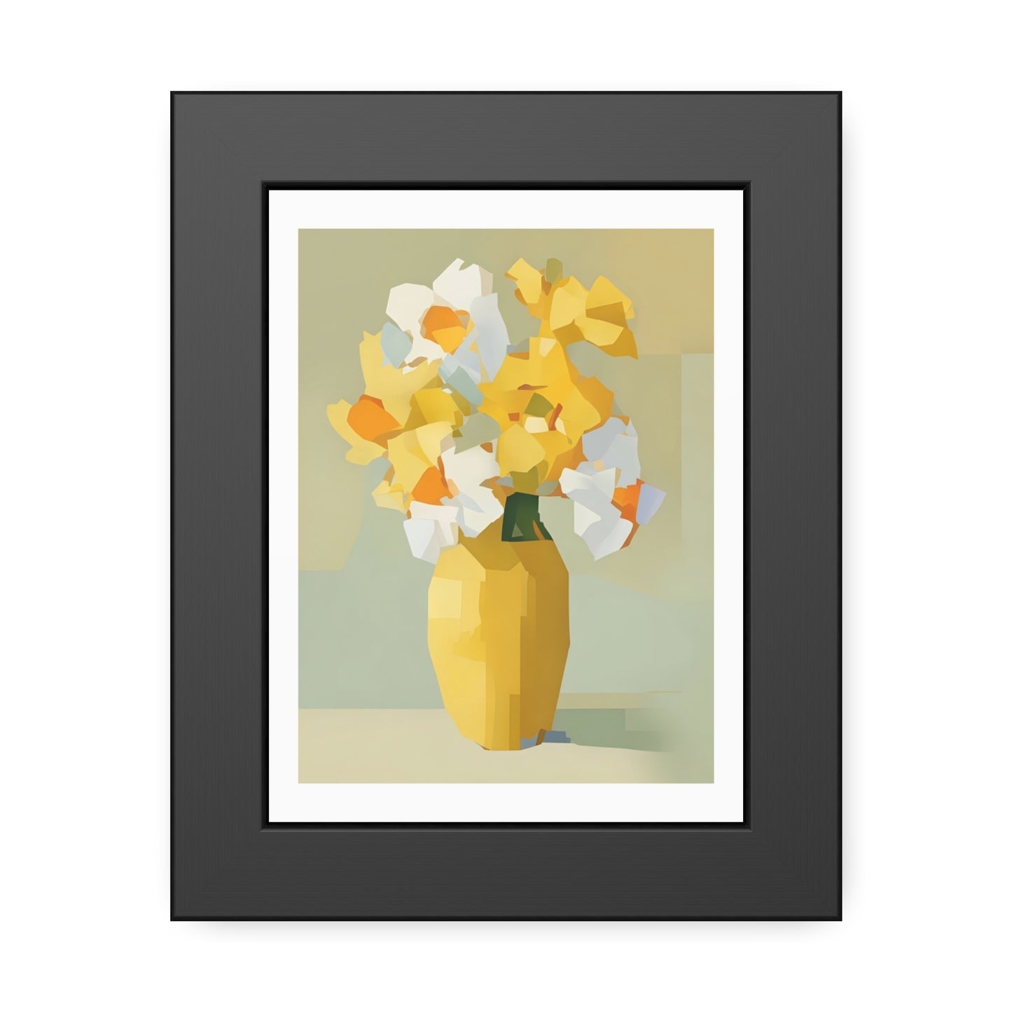 Framed Poster — Yellow Floral Vase Wall Art (Modern Abstract Bouquet)