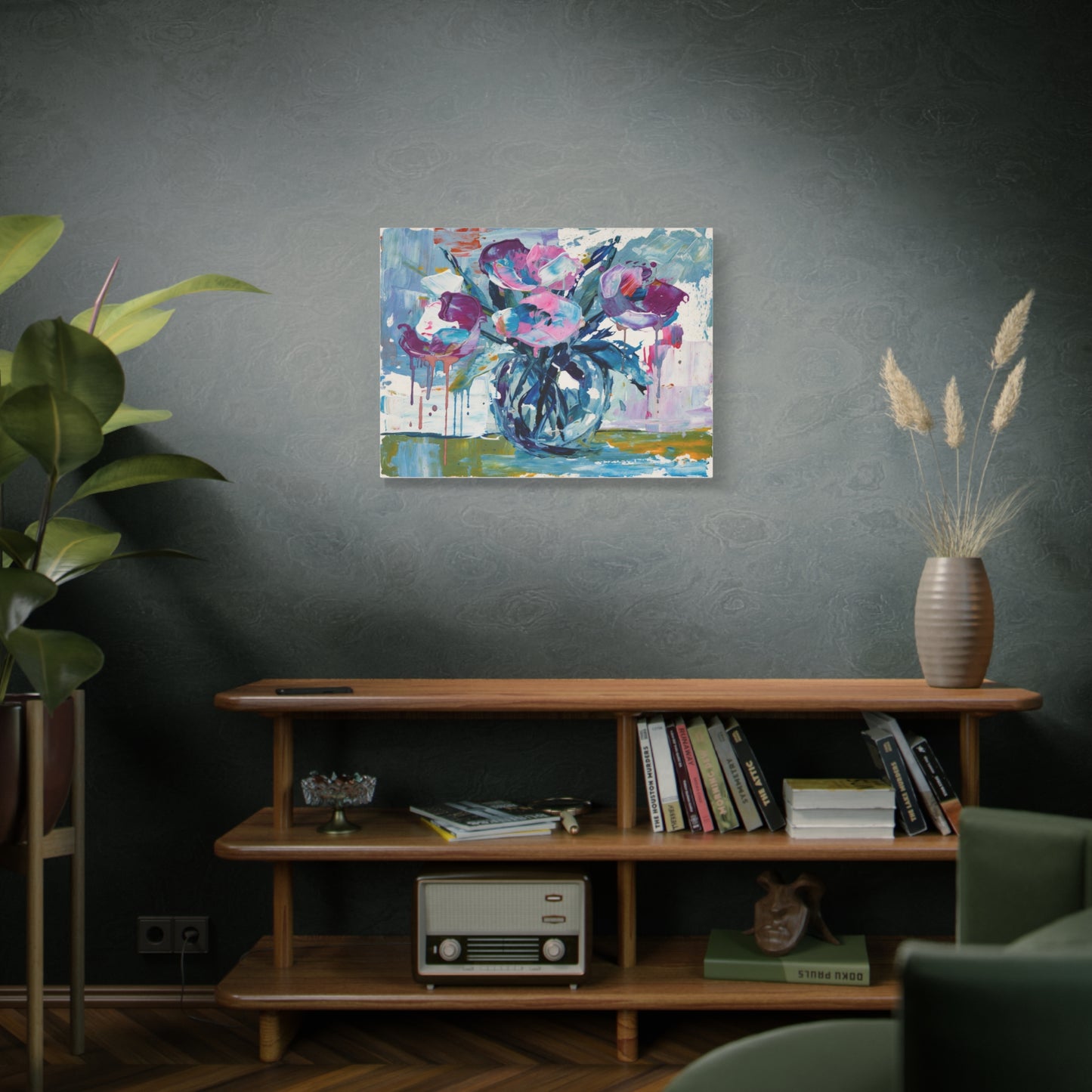 Abstract Floral Canvas Wall Art — Colorful Bouquet Matte Stretched Canvas