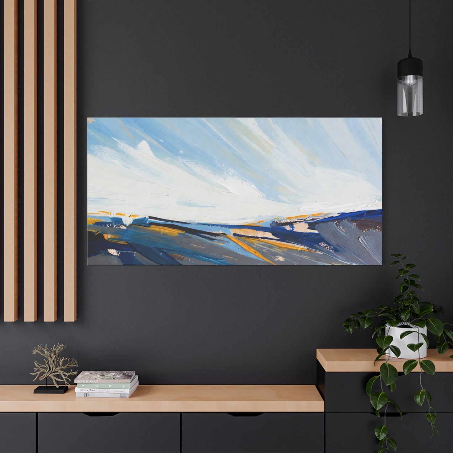 Abstract Coastal Landscape Canvas Print — Blue Sky Seascape Wall Art