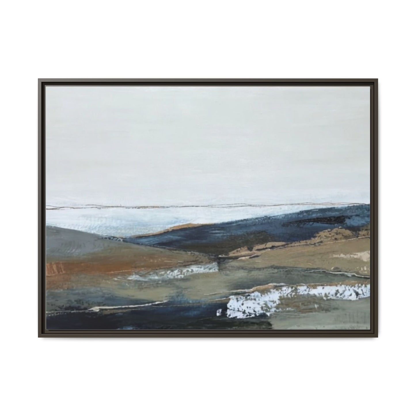 Framed Matte Canvas Wall Art — Serene Coastal Abstract Landscape