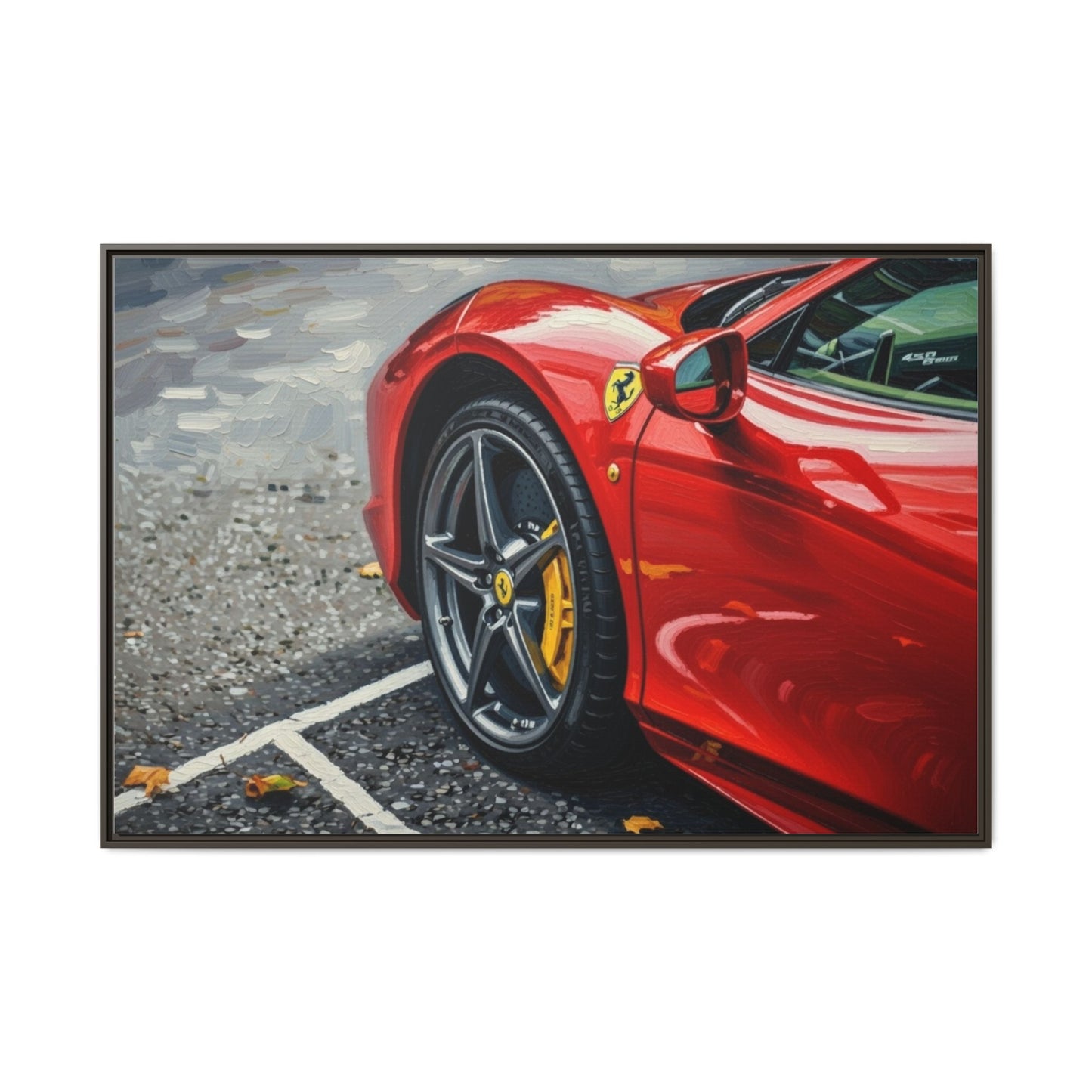 Framed Matte Canvas: Red Sports Car Close-Up Art Print