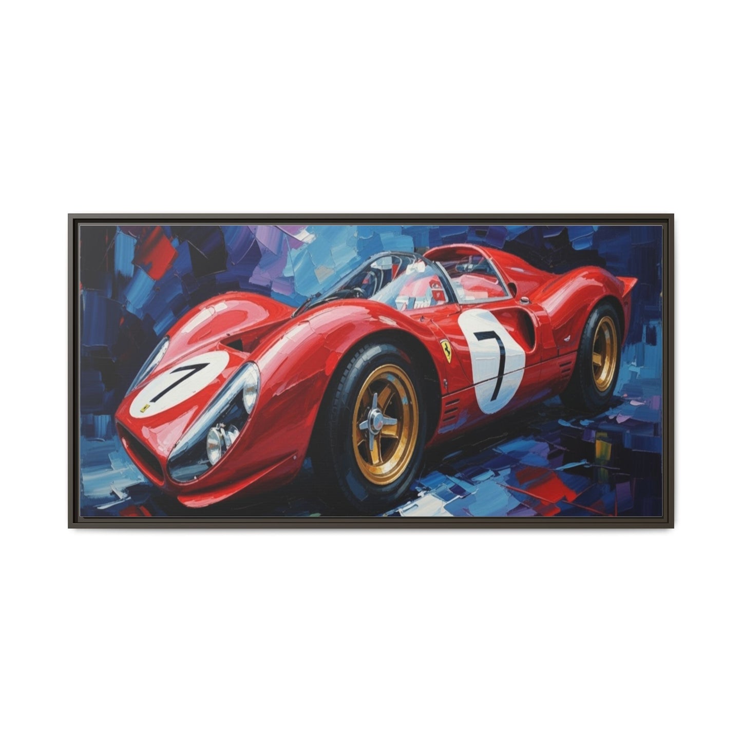 Vintage Ferrari Red Racecar Matte Canvas Framed Wall Art