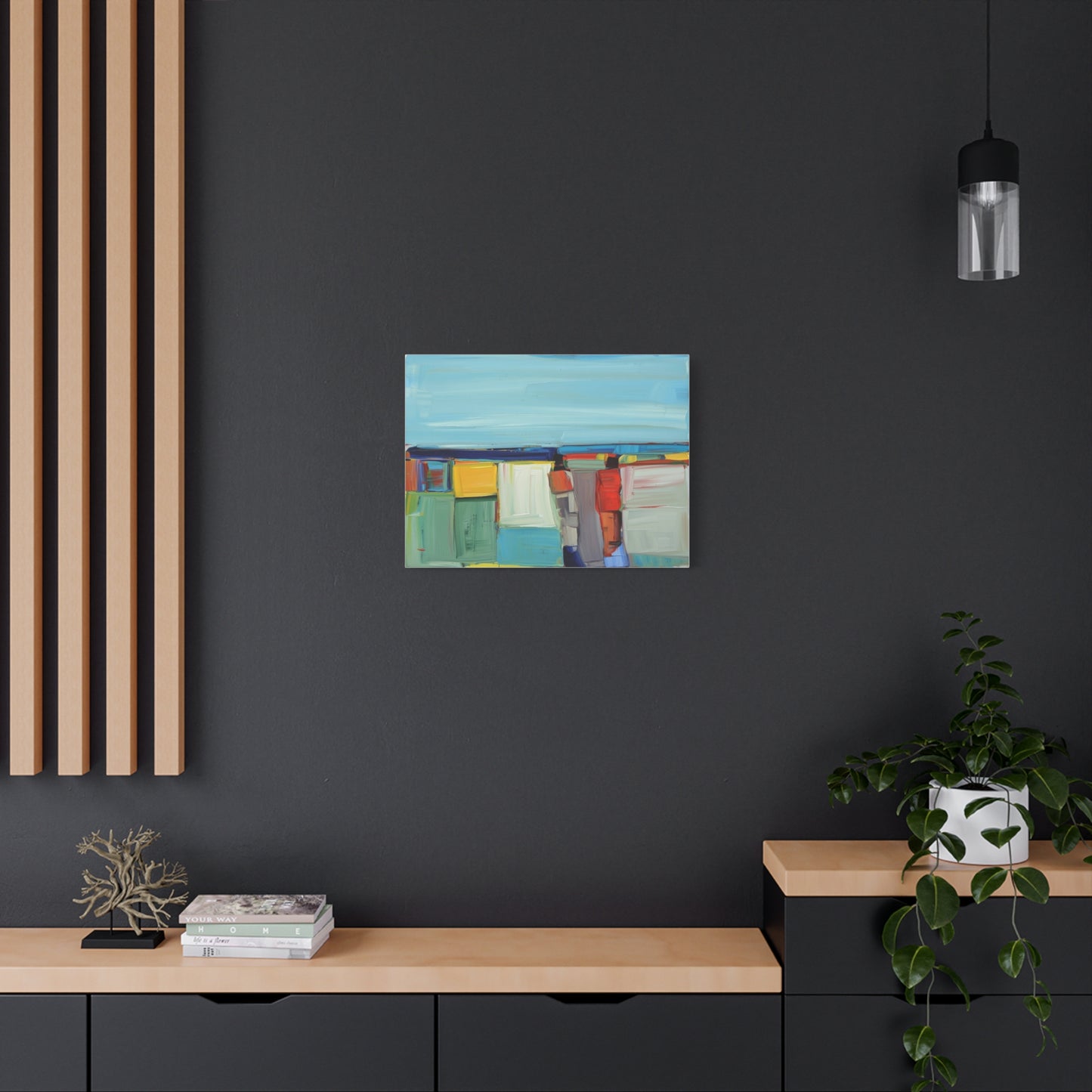 Abstract Coastal Landscape Canvas Print — Colorful Modern Seascape Wall Art