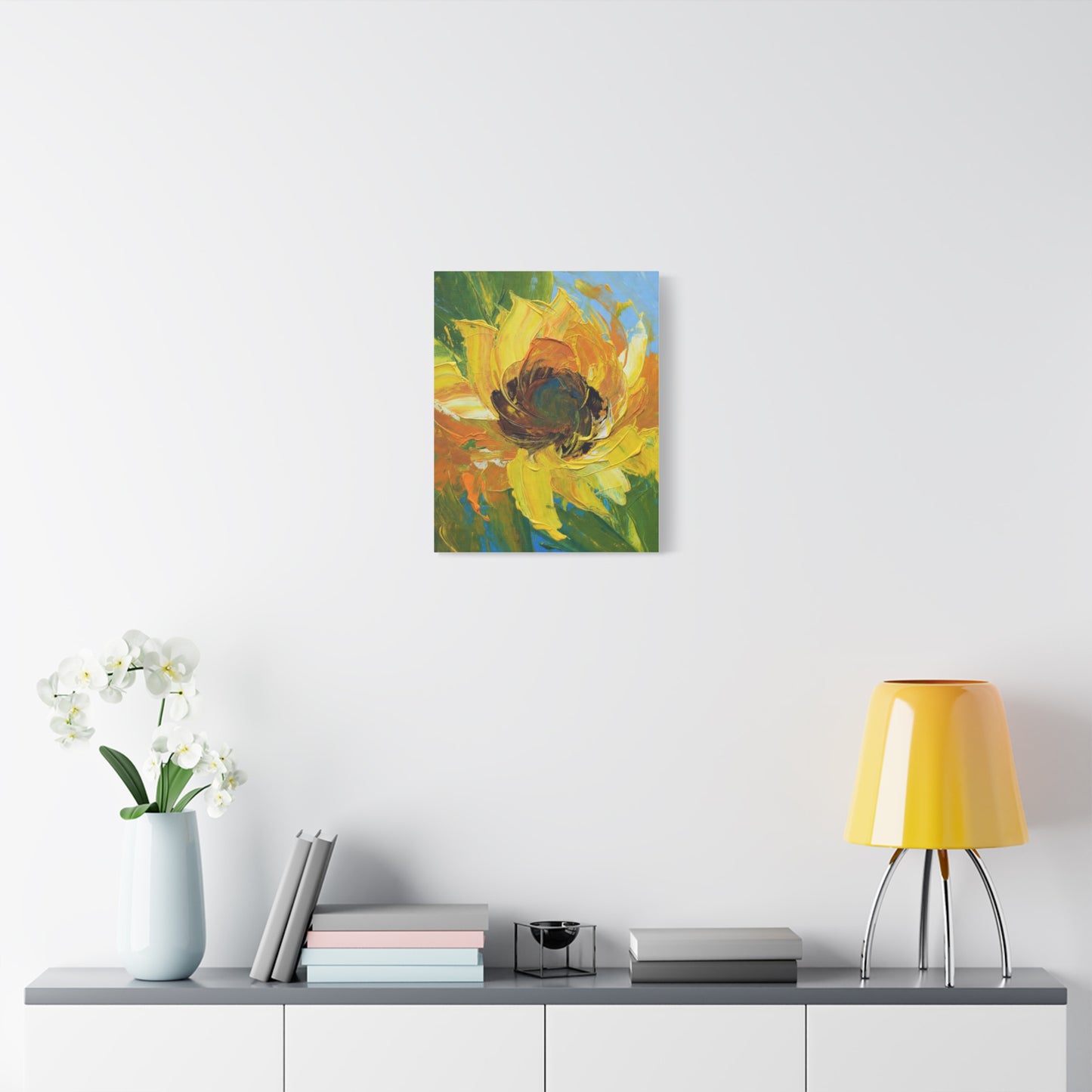 Sunflower Abstract Matte Canvas Wall Art — Bright Floral Painting on Stretched Canvas