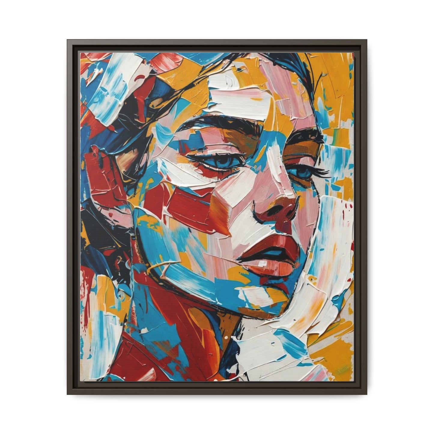 Colorful Abstract Portrait Framed Canvas Print