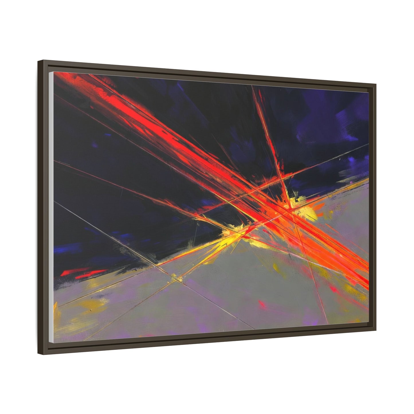 Abstract Red Streaks Framed Matte Canvas Art — Modern Multi‑Color Wall Decor