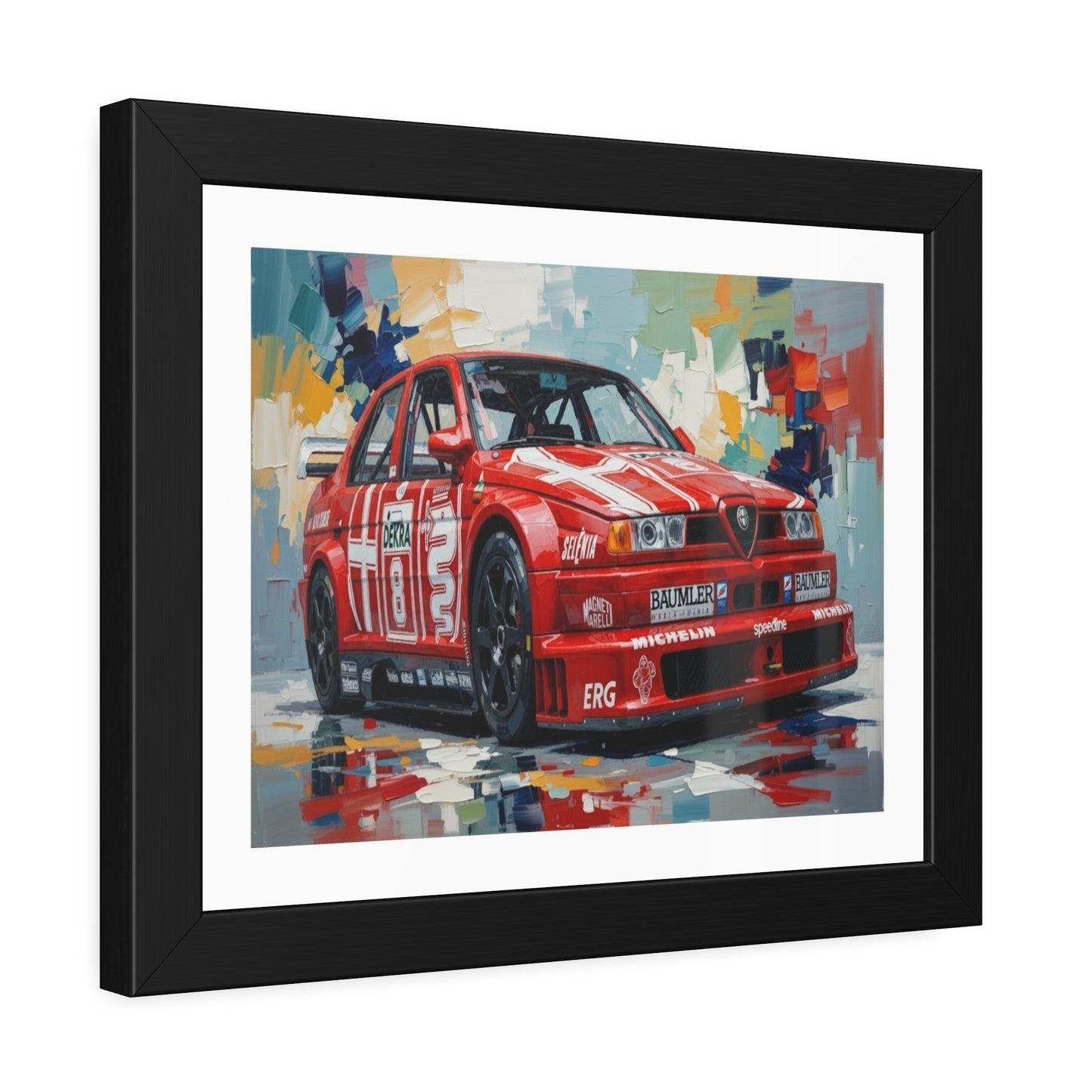 Race Car Framed Poster — Retro Red Racing Alfa Artwork