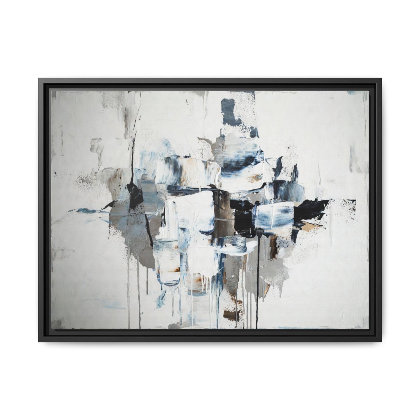 Framed Abstract Canvas Art — Blue Neutral Modern Wall Print
