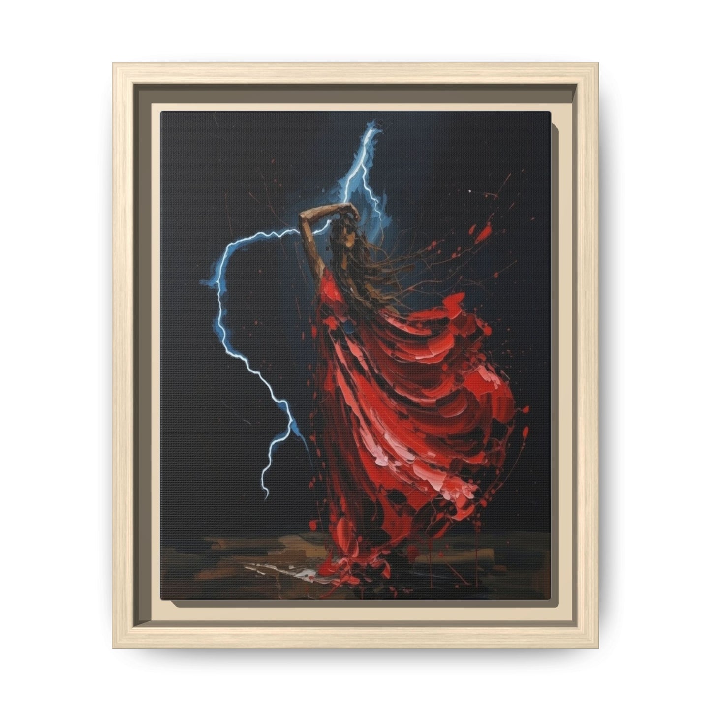 Framed Matte Canvas Print — Red Dancer Lightning Art