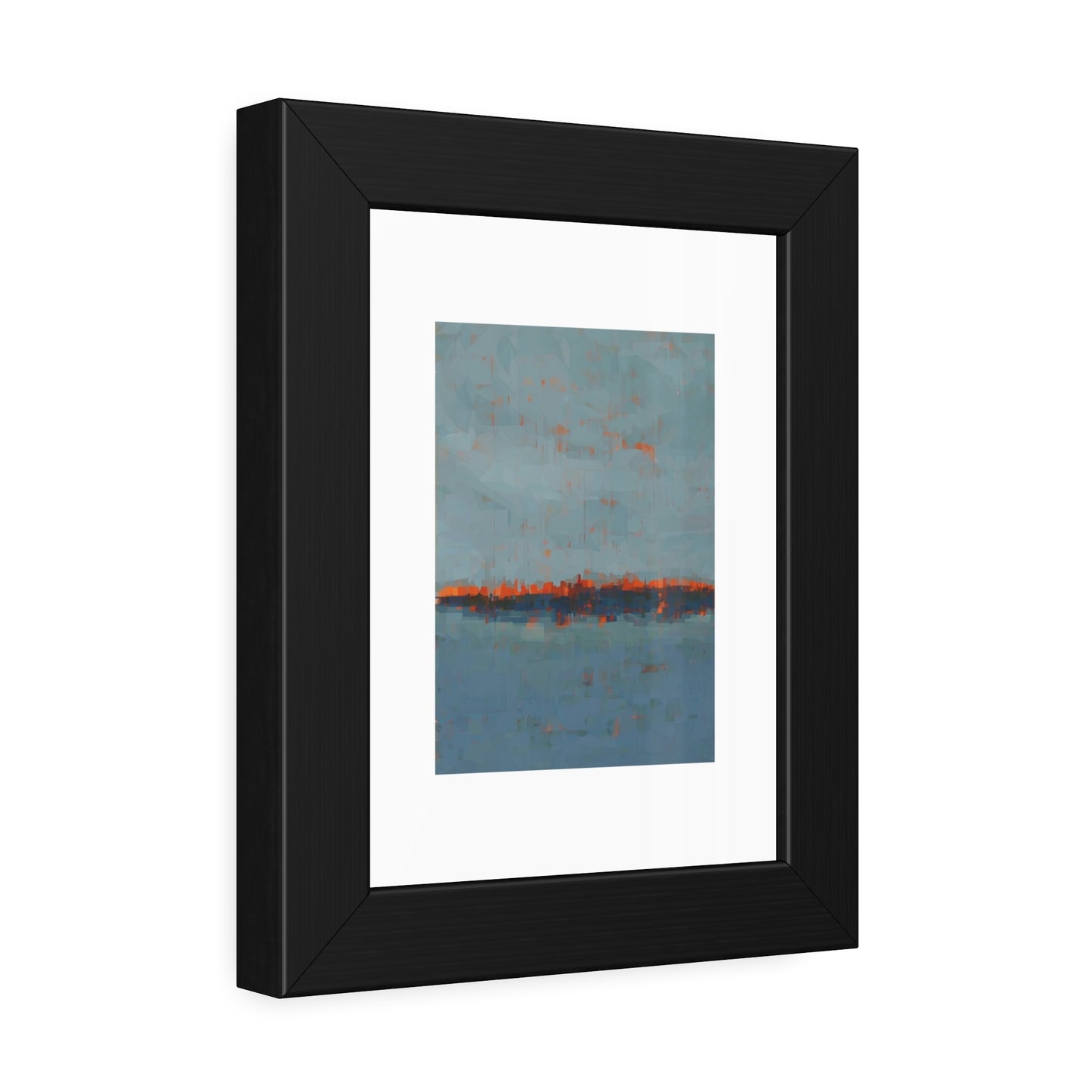 Abstract Seaside Framed Poster — Blue & Copper Minimalist Wall Art