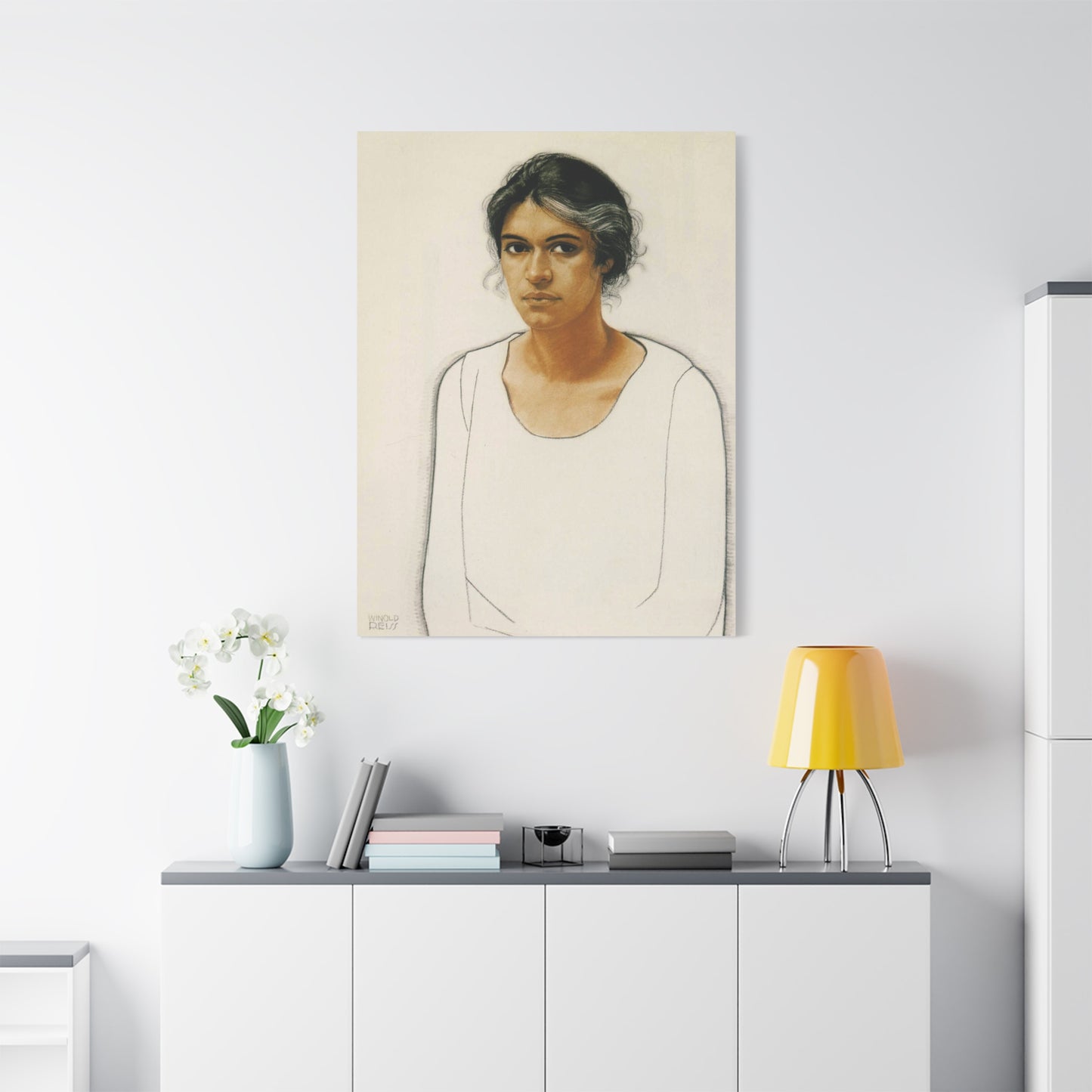 Portrait of a Woman by Winold Reiss Canvas Print – Matte Stretched Wall Art