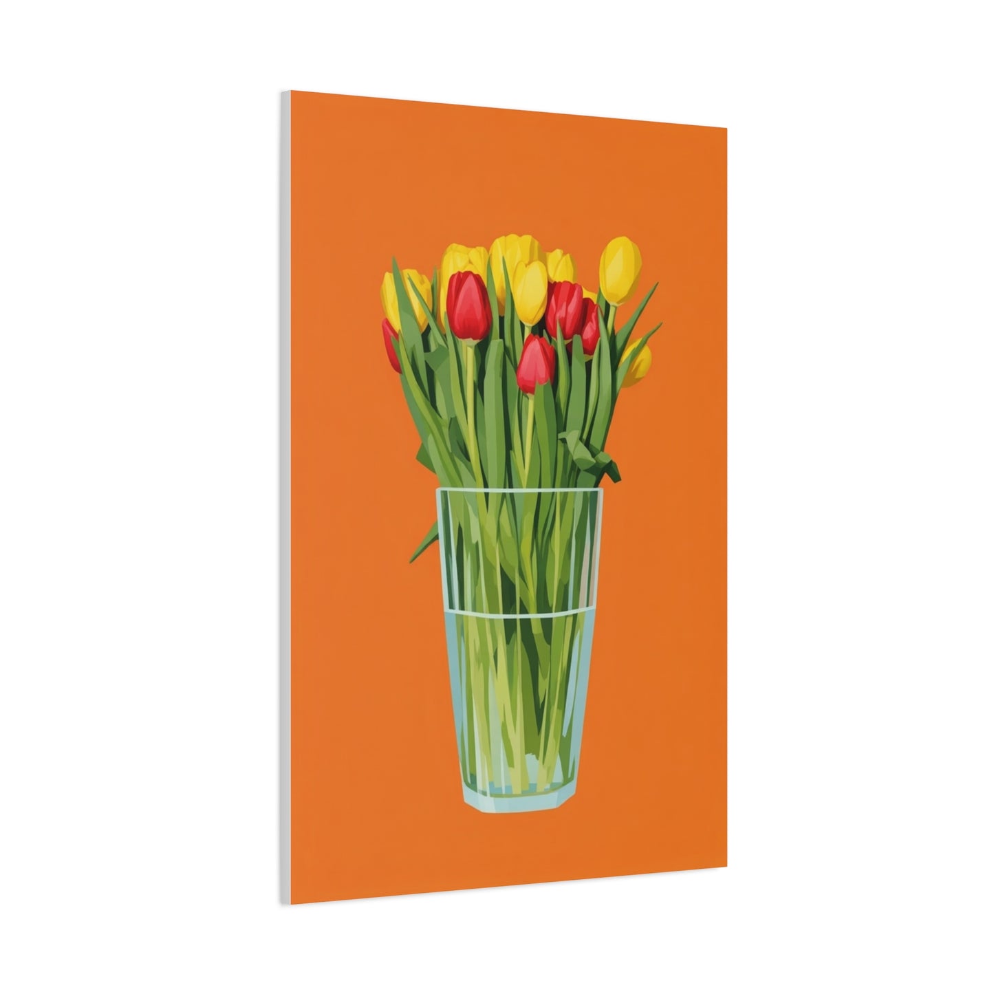 Tulip Bouquet Canvas Wall Art – Glass Vase on Orange