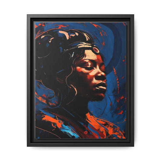 Framed Matte Canvas Art - Vibrant Portrait of a Black Woman (Multi-Color)