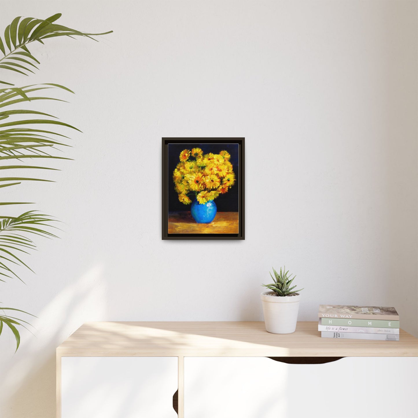 Yellow Daisy Bouquet Matte Canvas Framed Wall Art