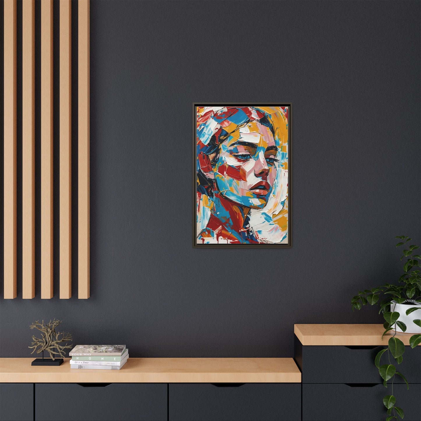 Colorful Abstract Portrait Framed Canvas Print