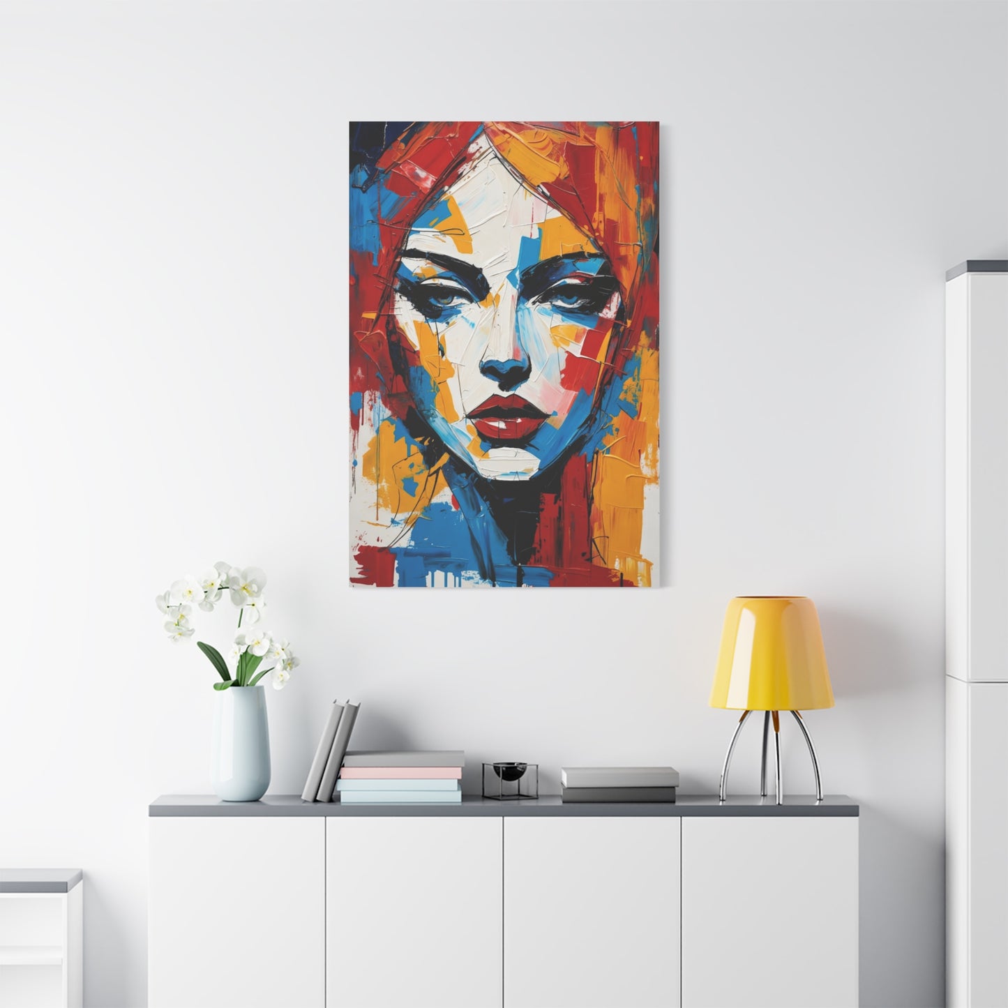 Abstract Portrait Canvas Print — Colorful Modern Woman Wall Art