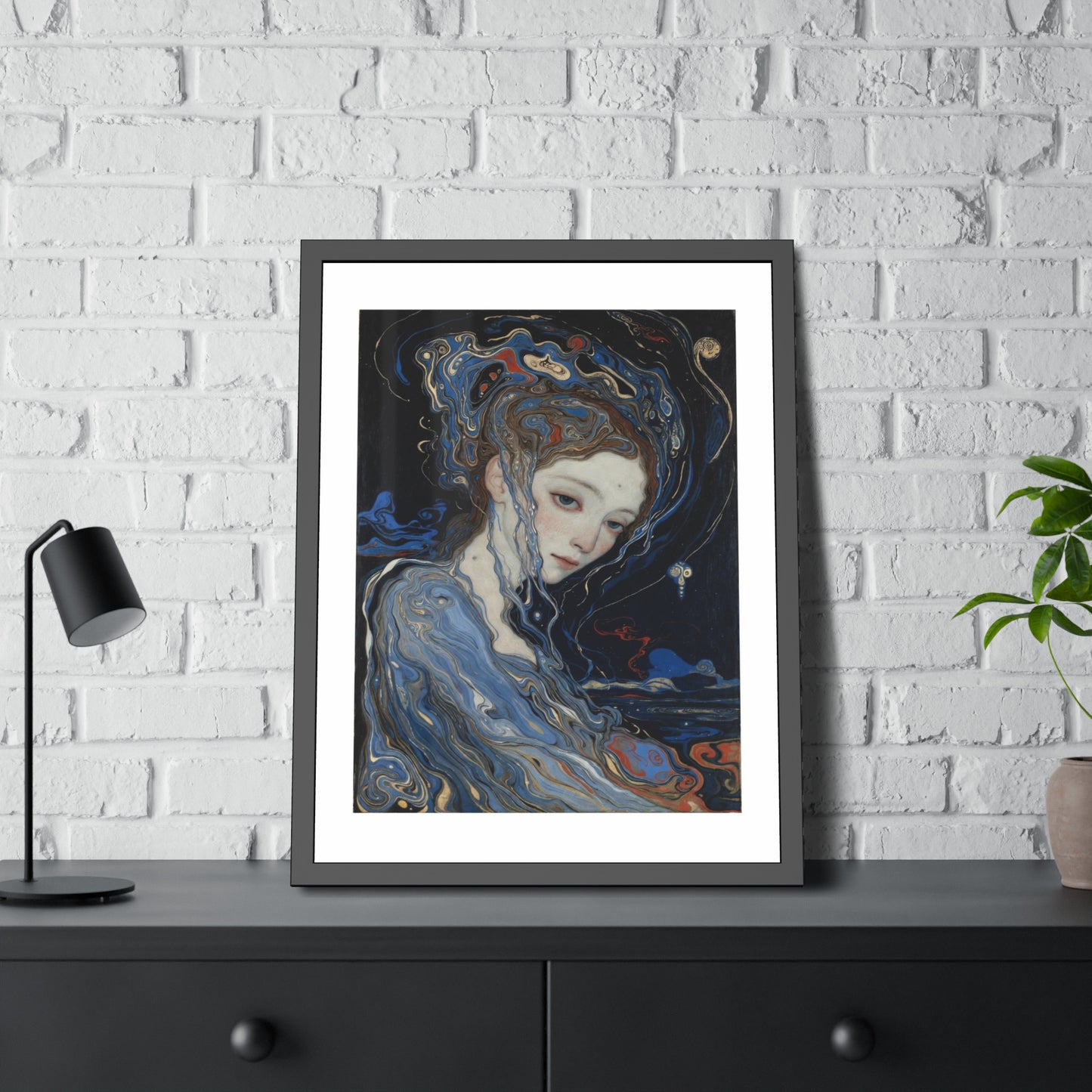 Framed Art Print — Dreamy Blue Portrait Poster