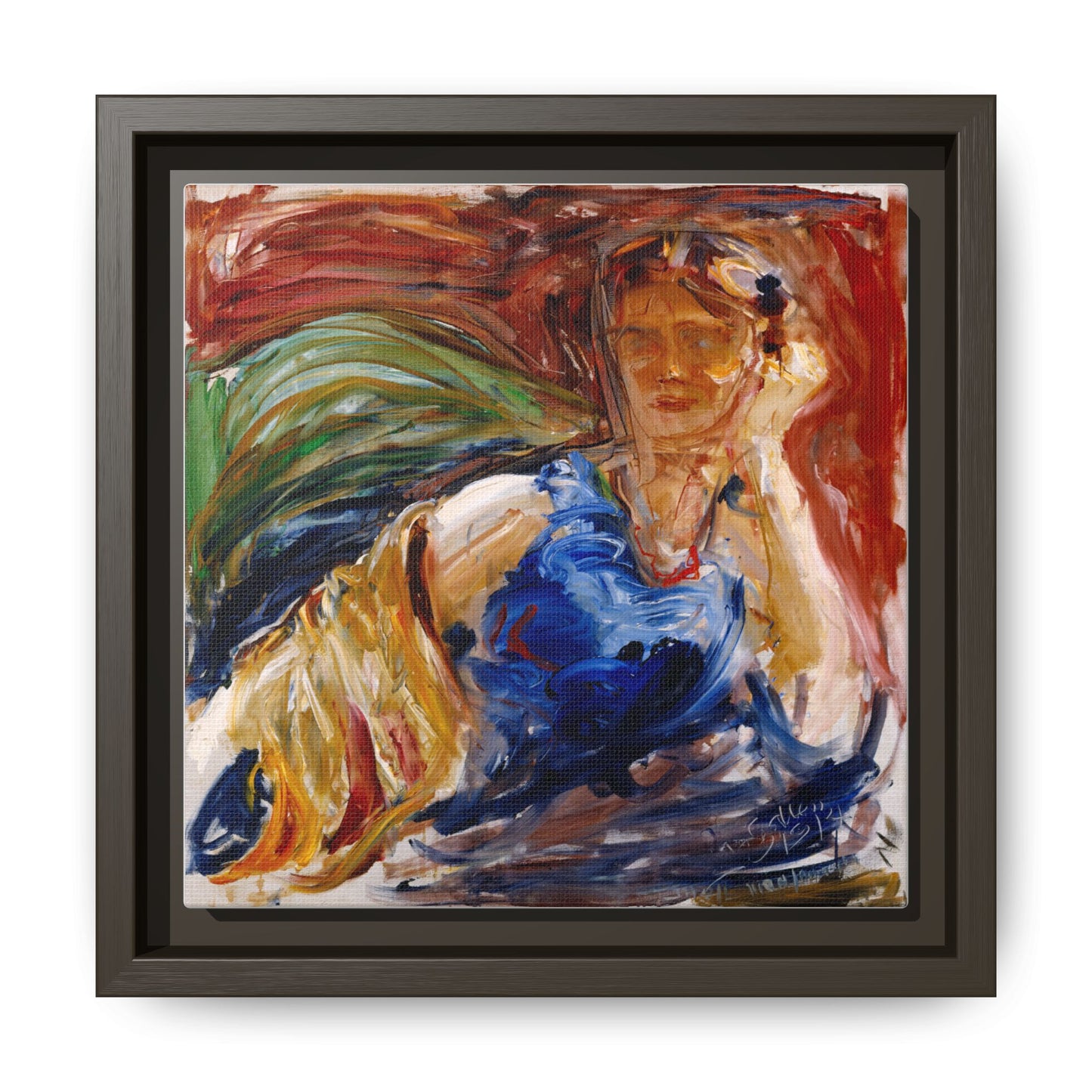 Portrait of hyllis Sjostrom by Akseli Gallen-Kallela Canvas Matte Framed Wall Art Print