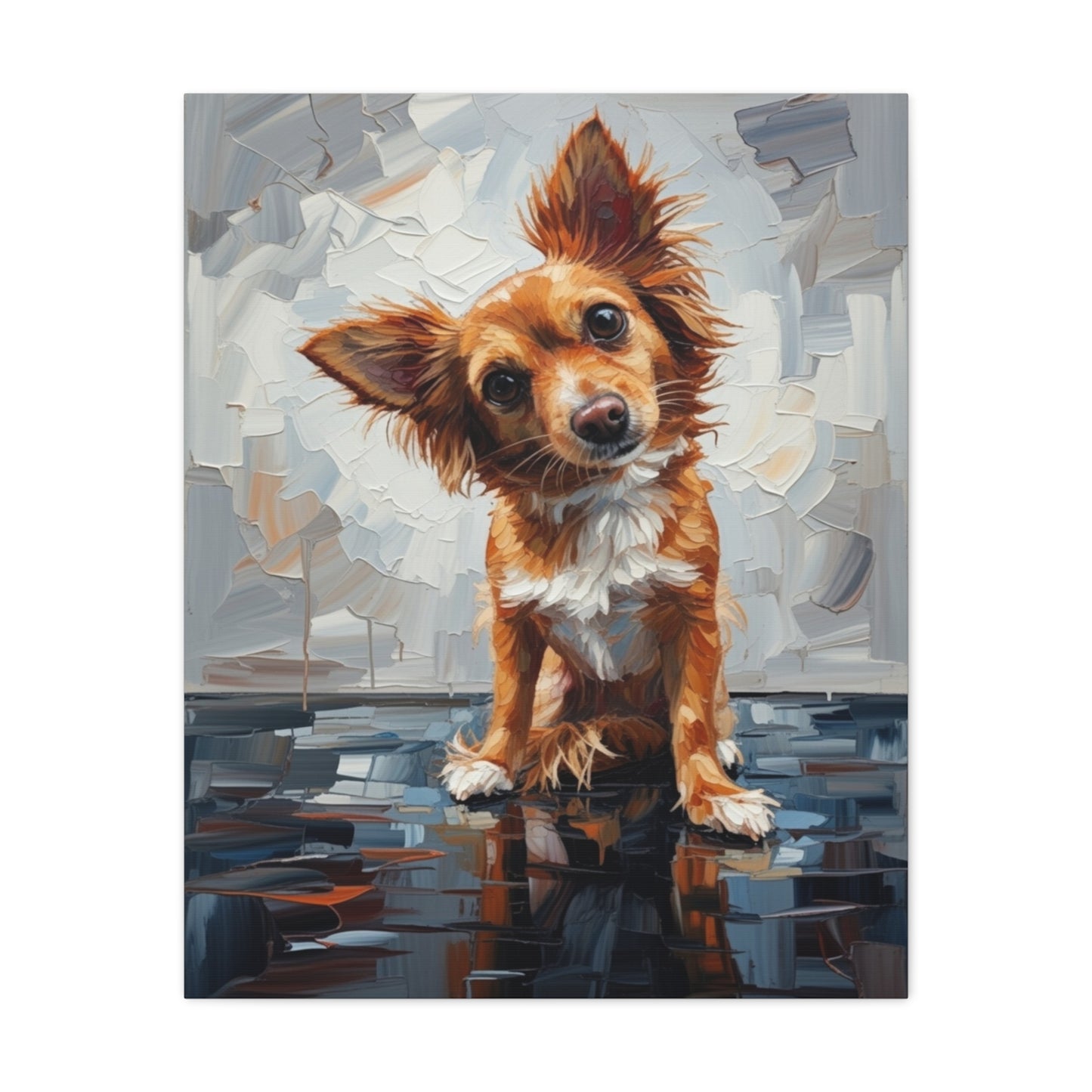 Charming Chihuahua Canvas Print — Whimsical Dog Portrait Wall Art