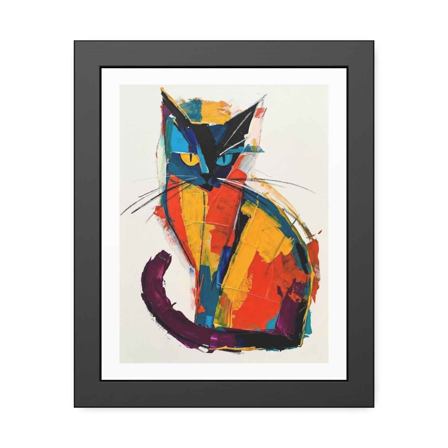 Colorful Abstract Cat Framed Poster