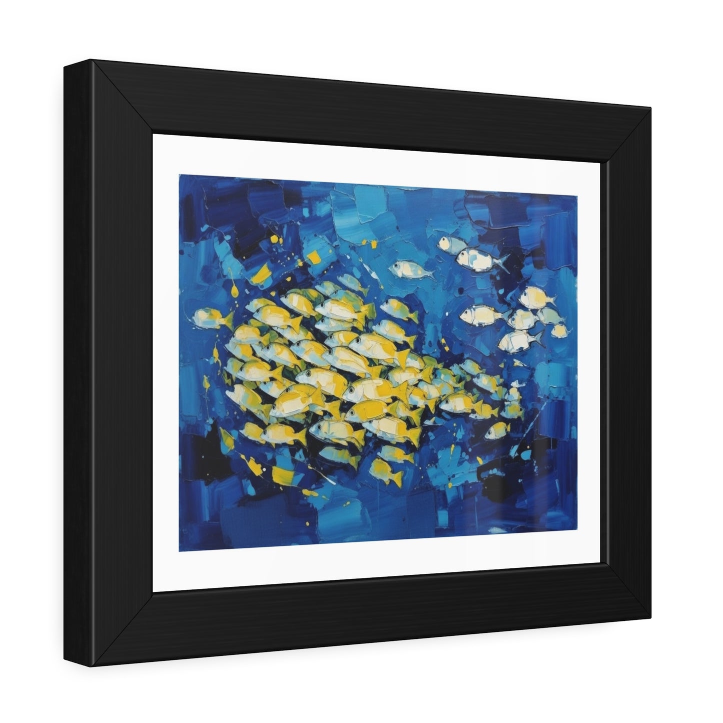 Framed Fish Poster — Blue School of Fish Nautical Wall Art Print