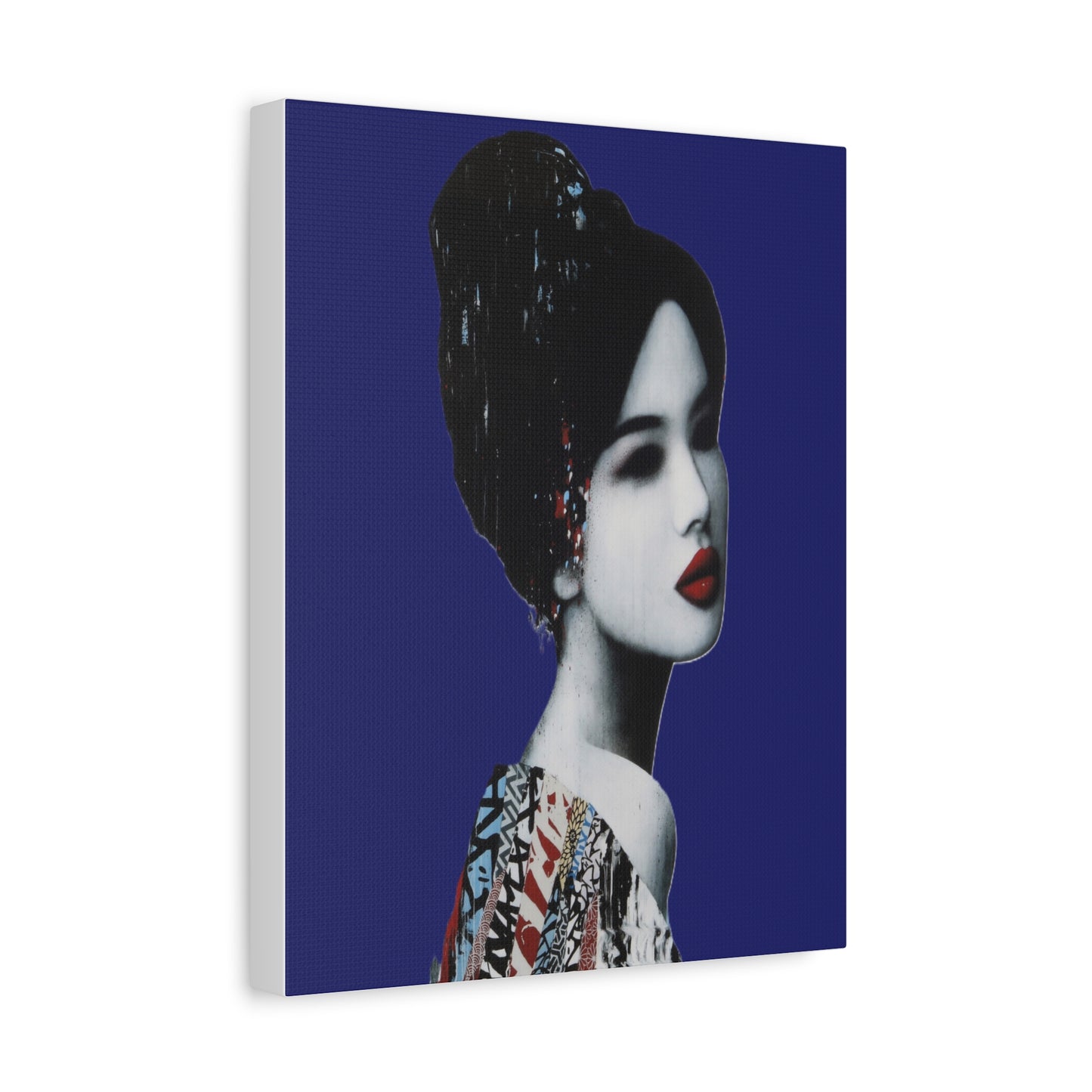 Geisha Portrait Matte Canvas Print — Modern Asian-Inspired Wall Art