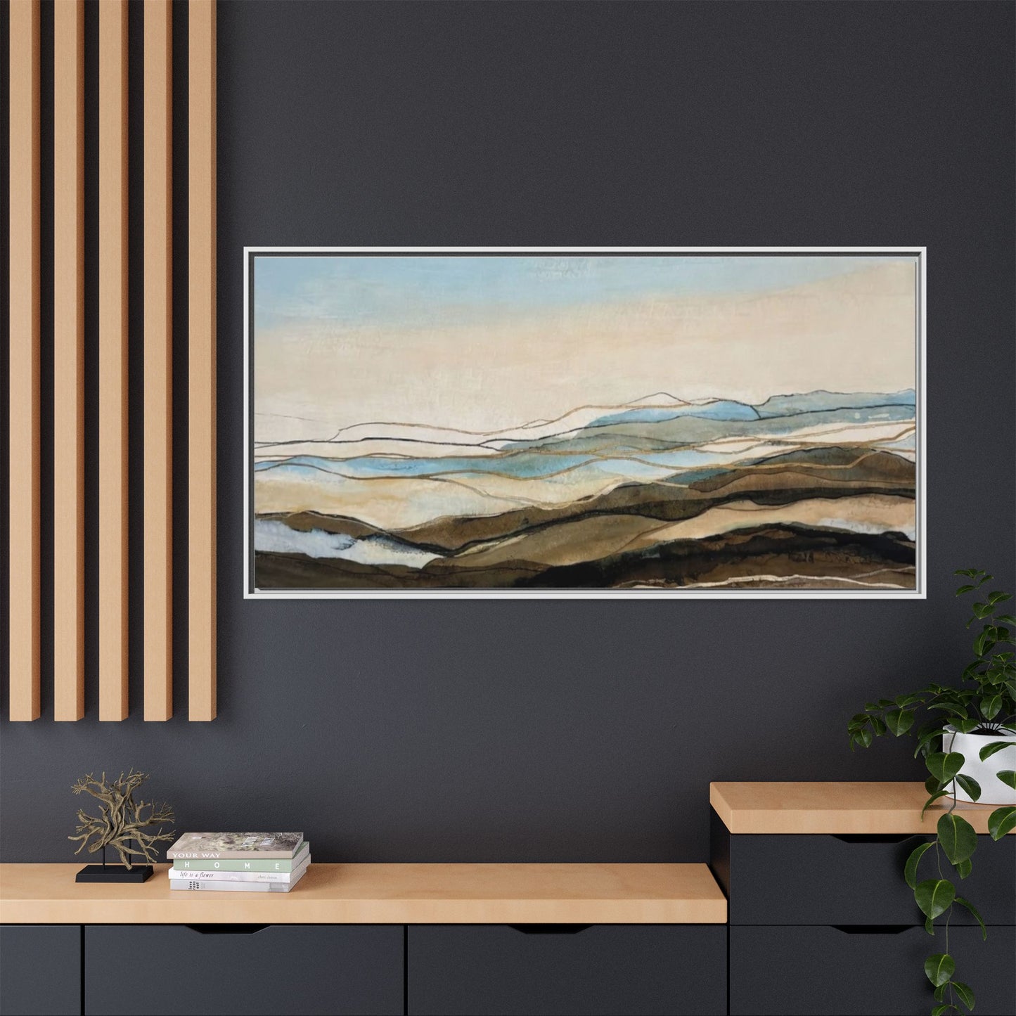 Framed Matte Canvas Print — Abstract Coastal Landscape Wall Art