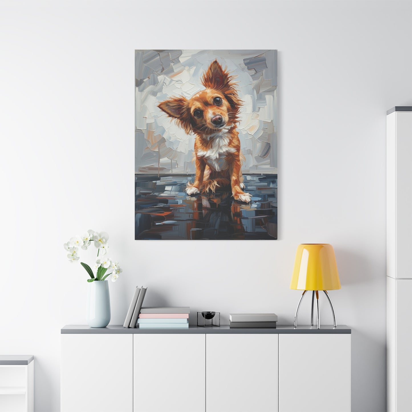 Charming Chihuahua Canvas Print — Whimsical Dog Portrait Wall Art