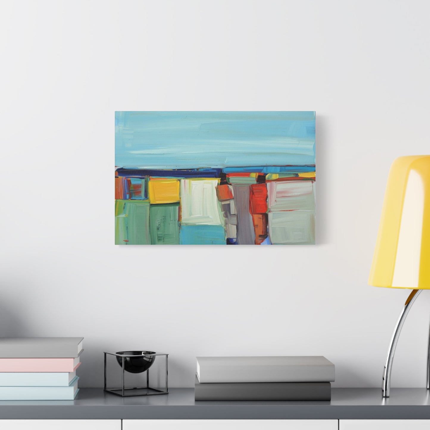 Abstract Coastal Landscape Canvas Print — Colorful Modern Seascape Wall Art