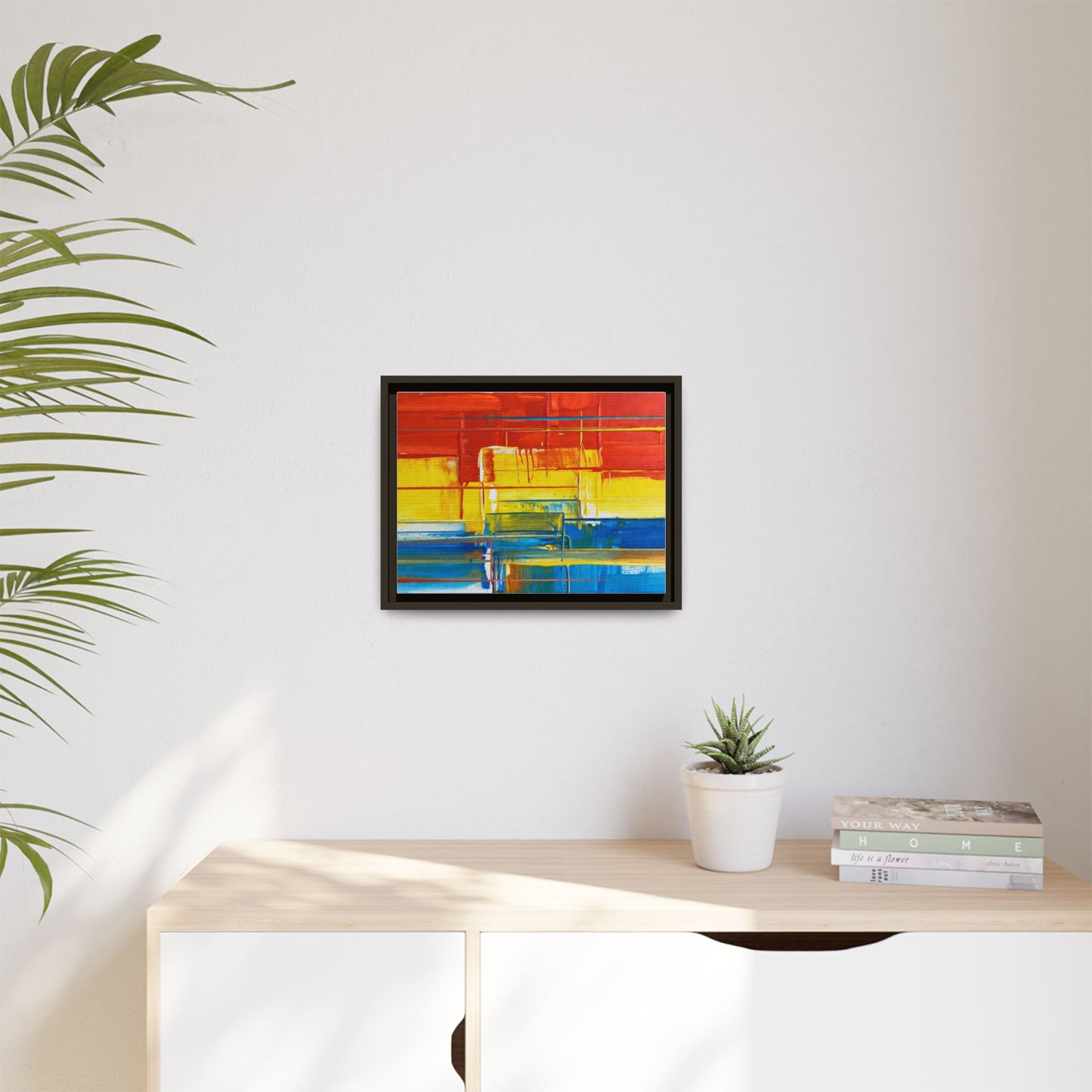 Abstract Multi-Color Framed Canvas Art — Modern Geometric Wall Decor