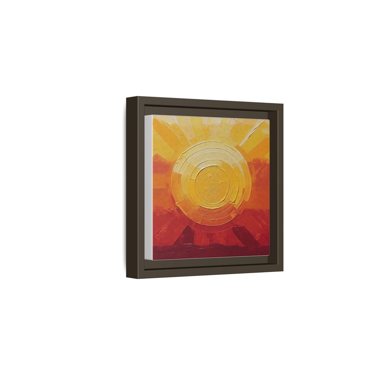 Sunburst Abstract Framed Canvas Art — Matte Multi‑Color Wall Print
