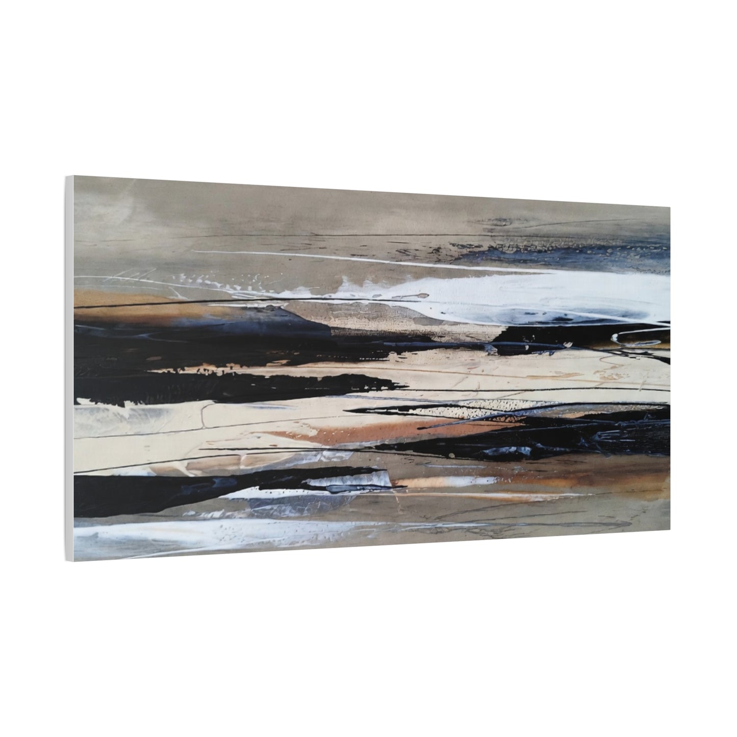 Abstract Coastal Landscape Canvas — Neutral Tones Matte Stretched Wall Art