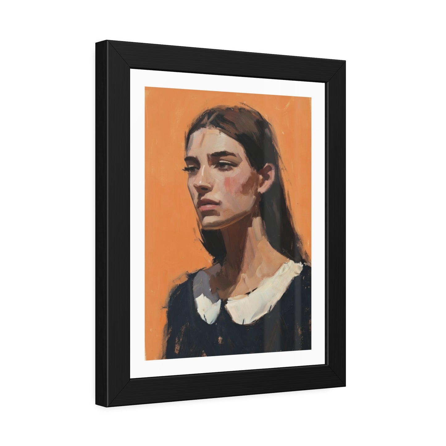 Framed Art Print — Portrait Painting on Orange Background