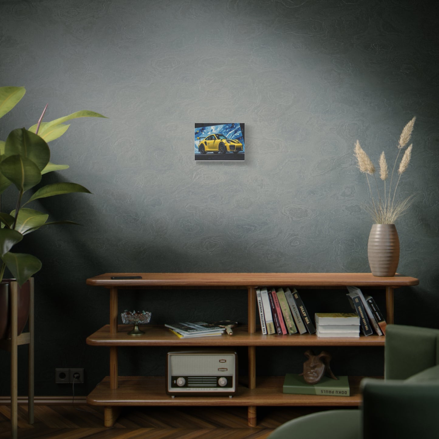 Yellow Porsche Sports Car Canvas Print — Modern Automotive Wall Art