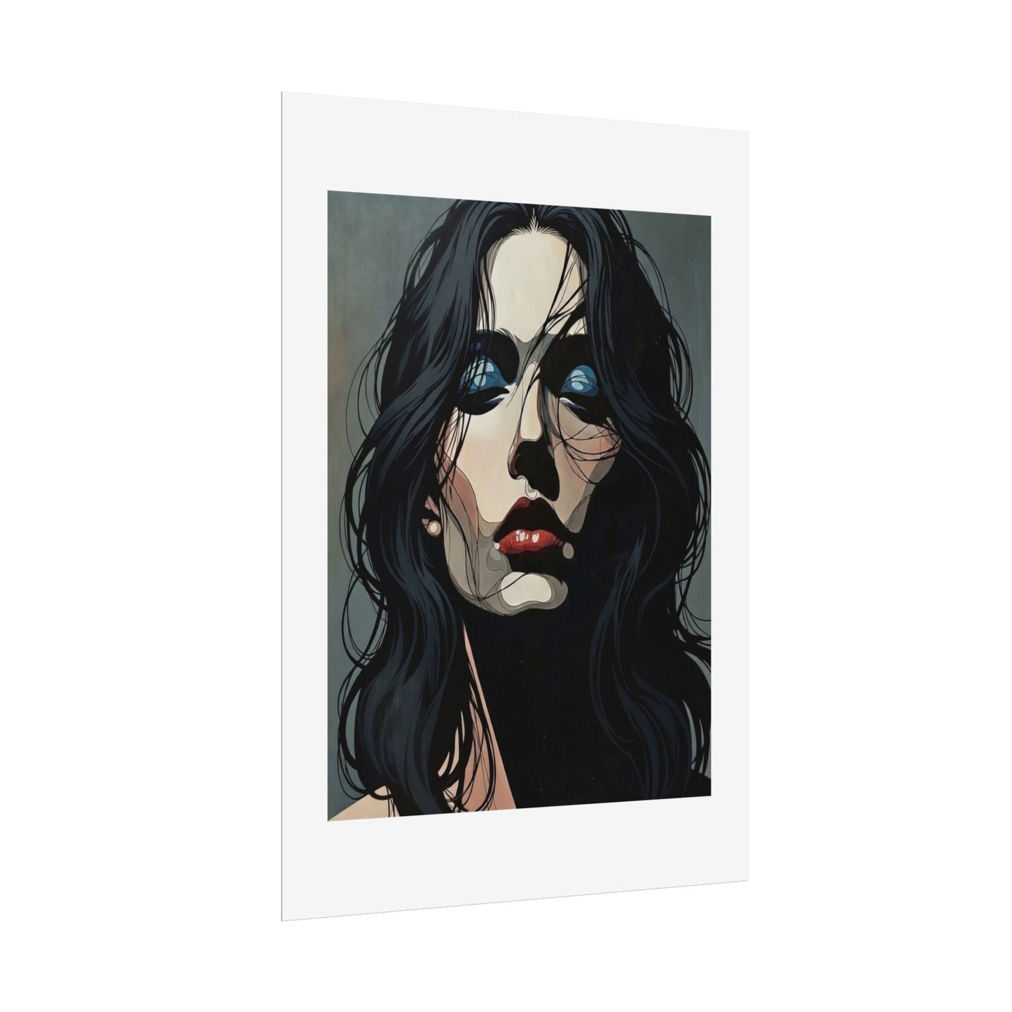Rolled Poster — Moody Portrait Art Print (Dark Femme, Blue Eyeshadow)