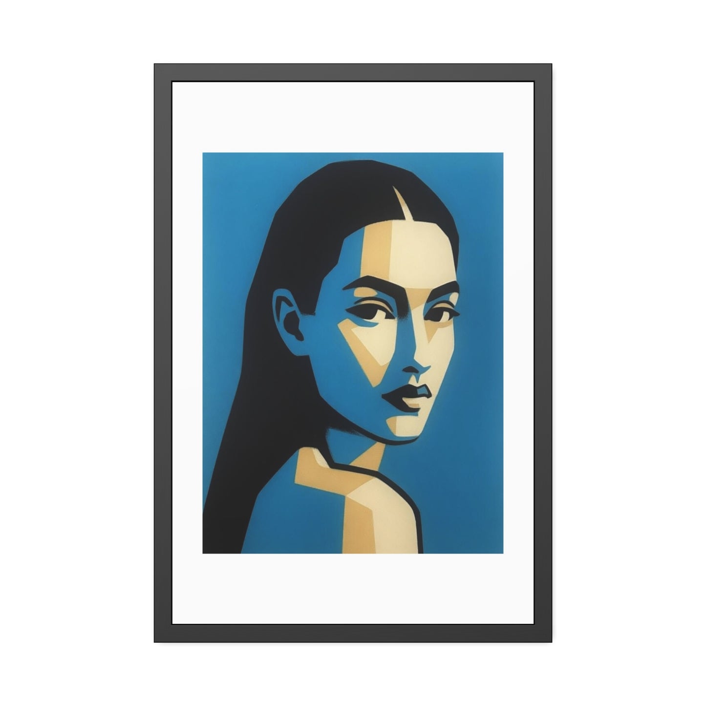 Framed Art Print — Blue Pop Portrait Poster
