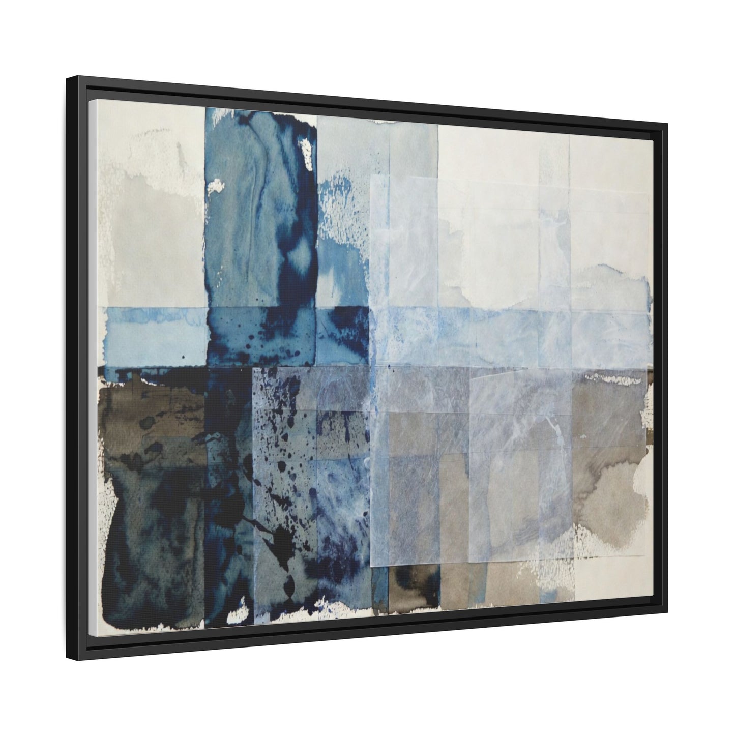 Abstract Coastal Blue Framed Canvas Art