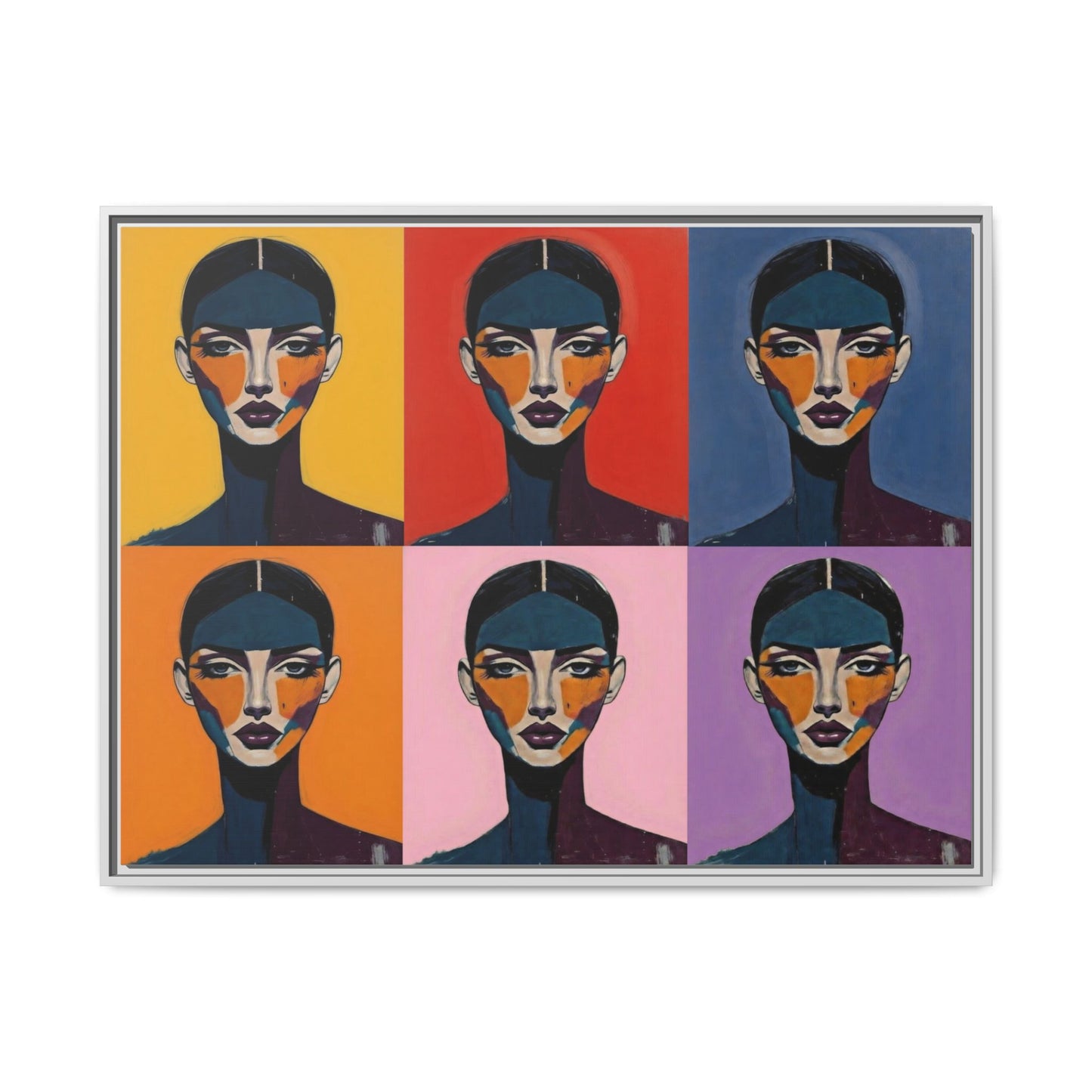 Pop Art Portrait Matte Canvas — Framed Multi-Color Wall Art