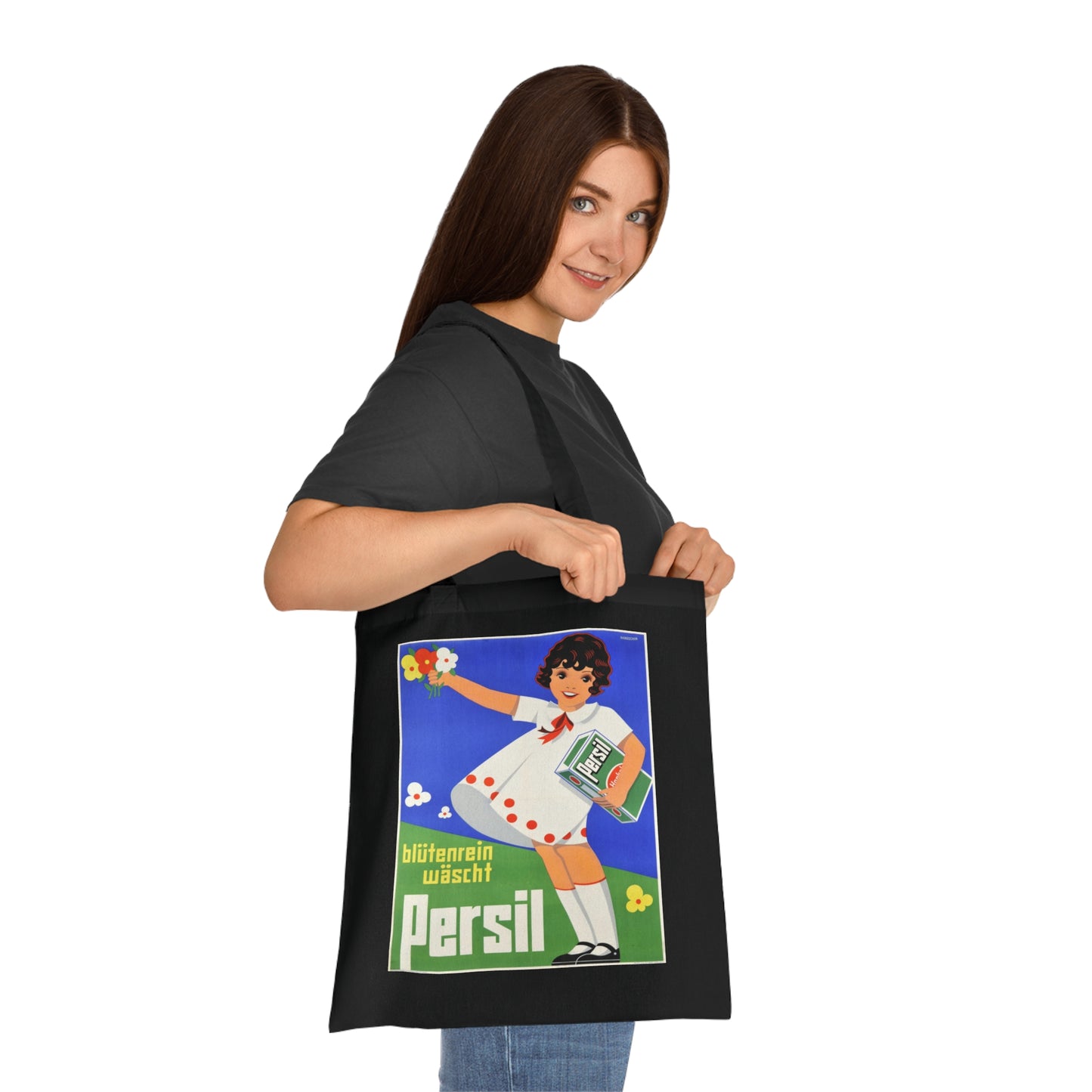 Persil Vintage Ad Tote Bag — Retro Flower Girl Laundry Graphic Cotton Tote