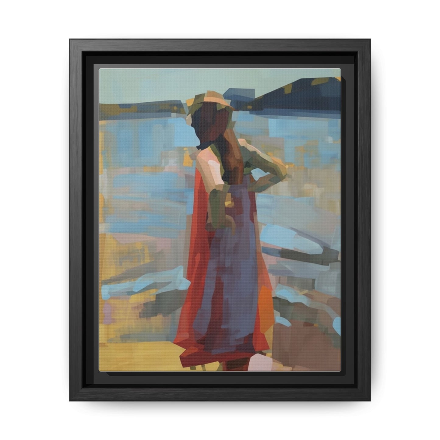 Framed Matte Canvas Print — Coastal Woman Abstract Art