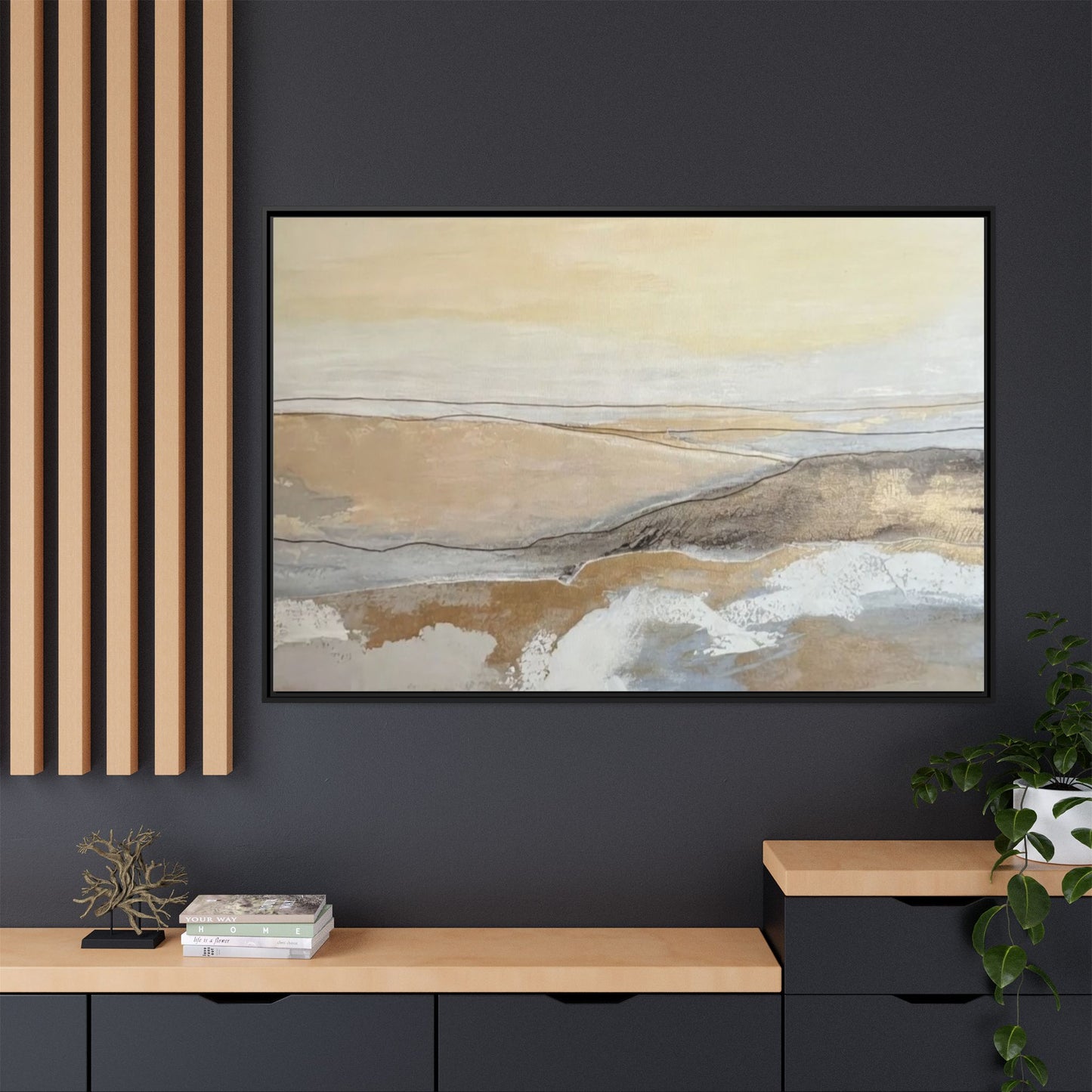 Framed Abstract Coastal Landscape Matte Canvas Wall Art