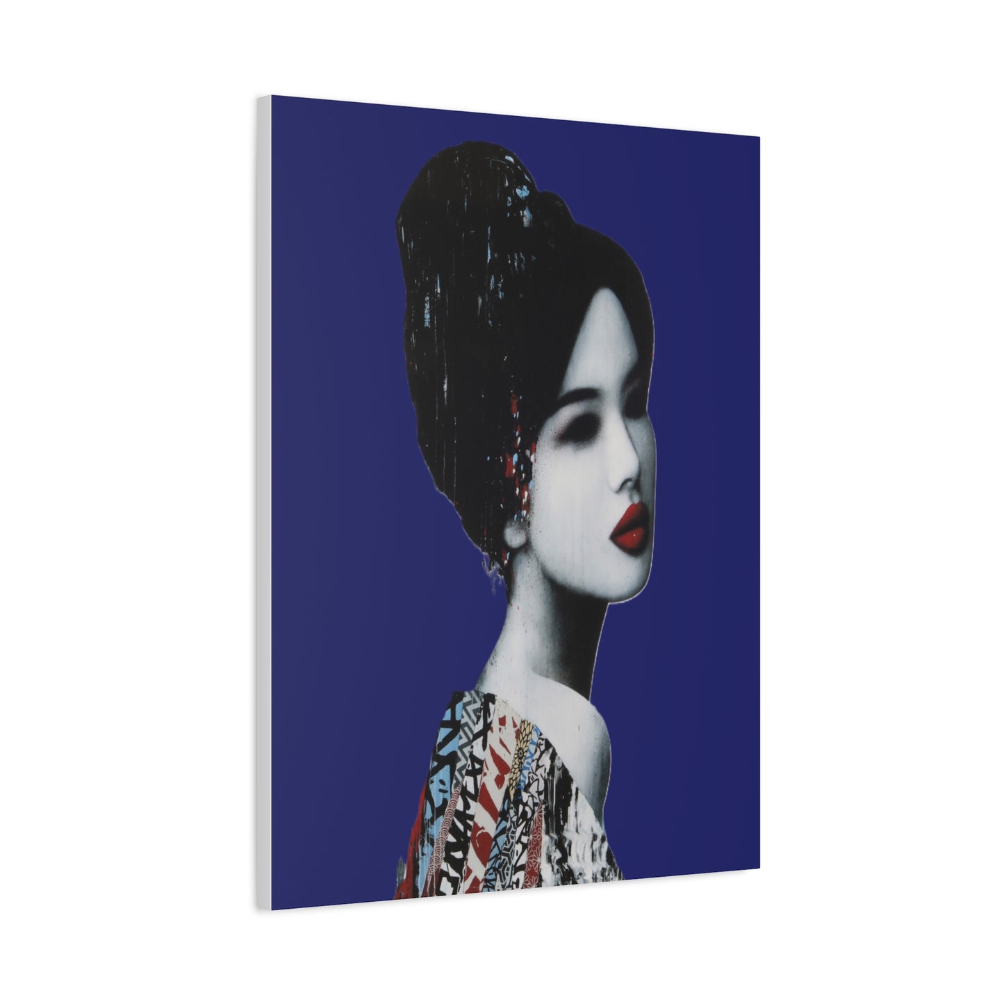 Geisha Portrait Matte Canvas Print — Modern Asian-Inspired Wall Art
